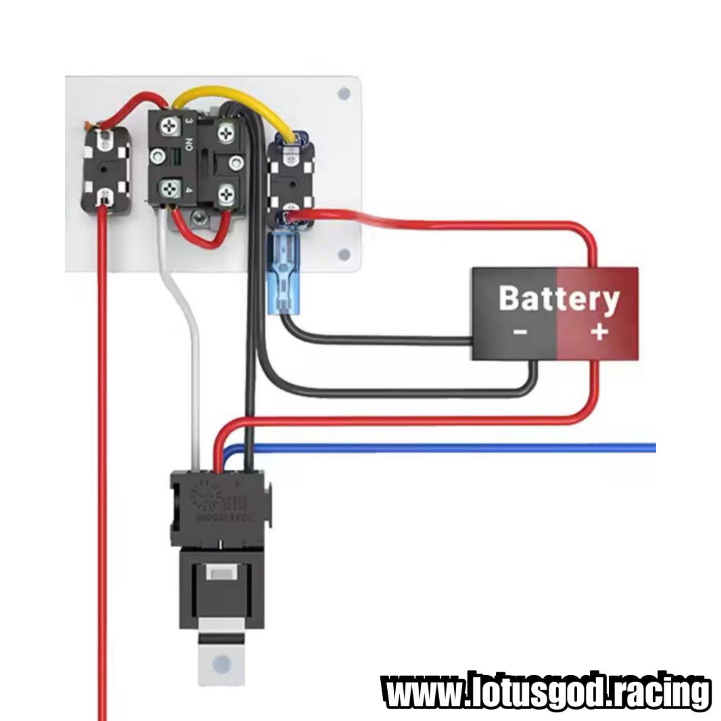 12 Volts Red Push Start Button + Ignition Switch Full Carbon Fiber Panel + Relay Wires