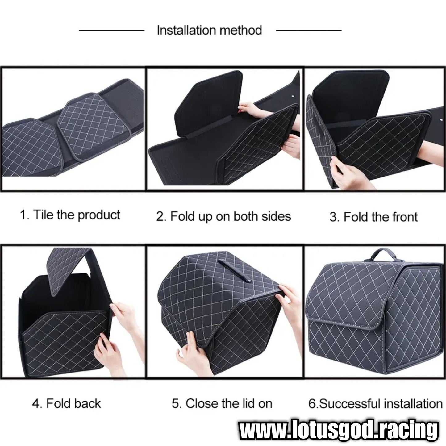 Solid Large Capacity Compartment Boot Storage Organizer Black Storage Bag Car Trunk Storage Box Accessories