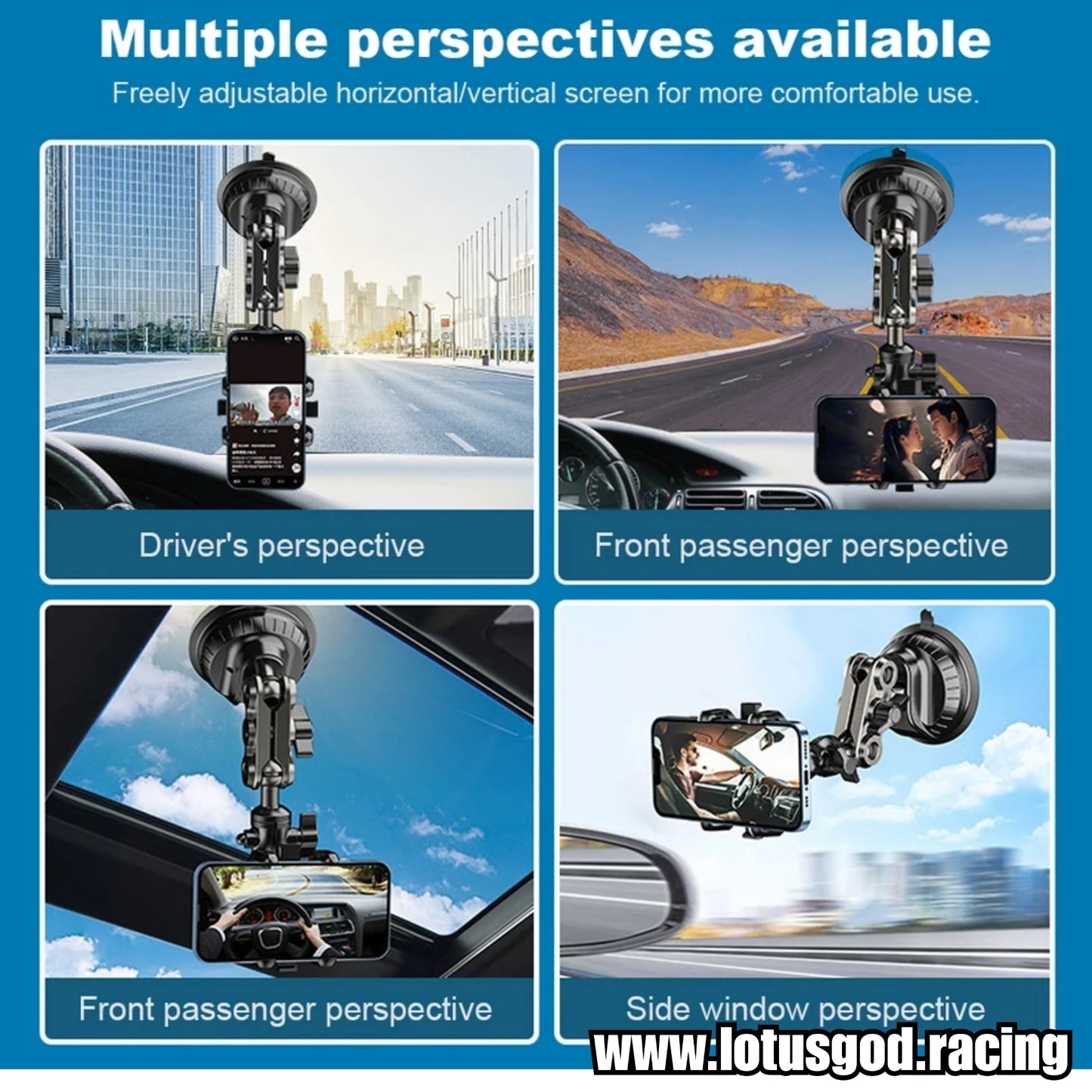 360 Degree Removable Strong Suction Cup Mount Glass Tripod Side Windshield Sticker Windscreen Hp Phone Adapter For 4.7 - 7 inch Iphone Android Handphone