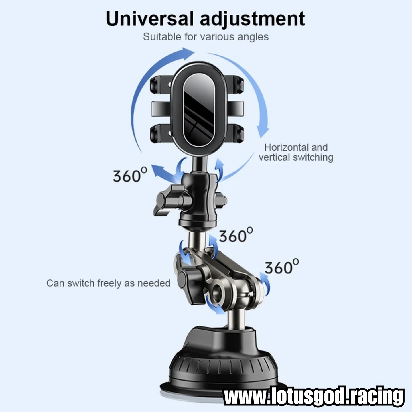 360 Degree Removable Strong Suction Cup Mount Glass Tripod Side Windshield Sticker Windscreen Hp Phone Adapter For 4.7 - 7 inch Iphone Android Handphone