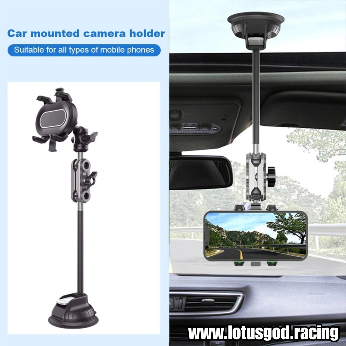 360 Degree Removable Strong Suction Cup Mount Glass Tripod Side Windshield Sticker Windscreen Hp Phone Adapter For 4.7 - 7 inch Iphone Android Handphone