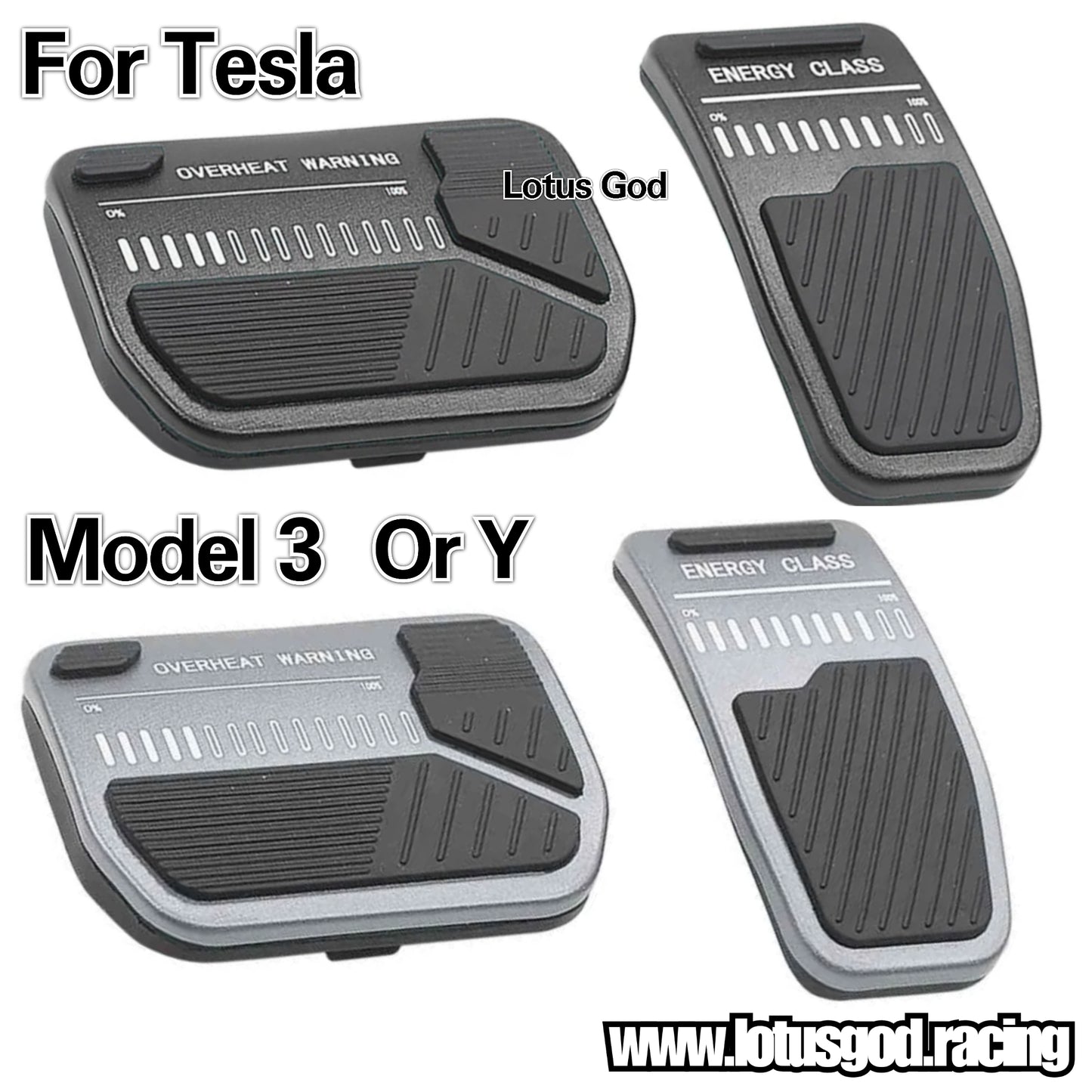 Black | Silver Grey Aluminium Non Slip Accelerator Brake Pedal Cover Pad Set For Tesla Model 3 Y Interior Accessories
