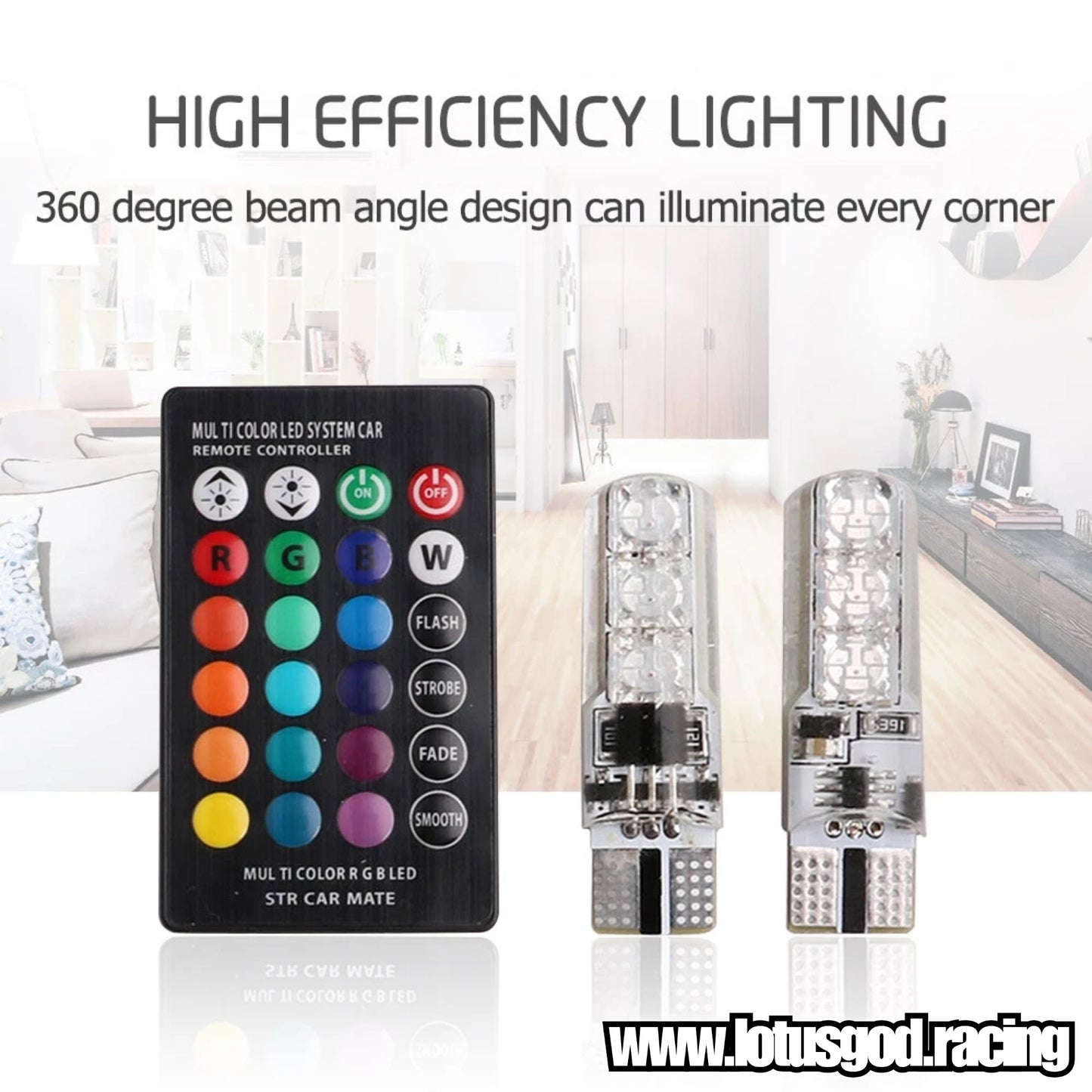 T10 Blinking Multi Colour Rainbow 12 Volts SMD RGB Led + 1 Controller