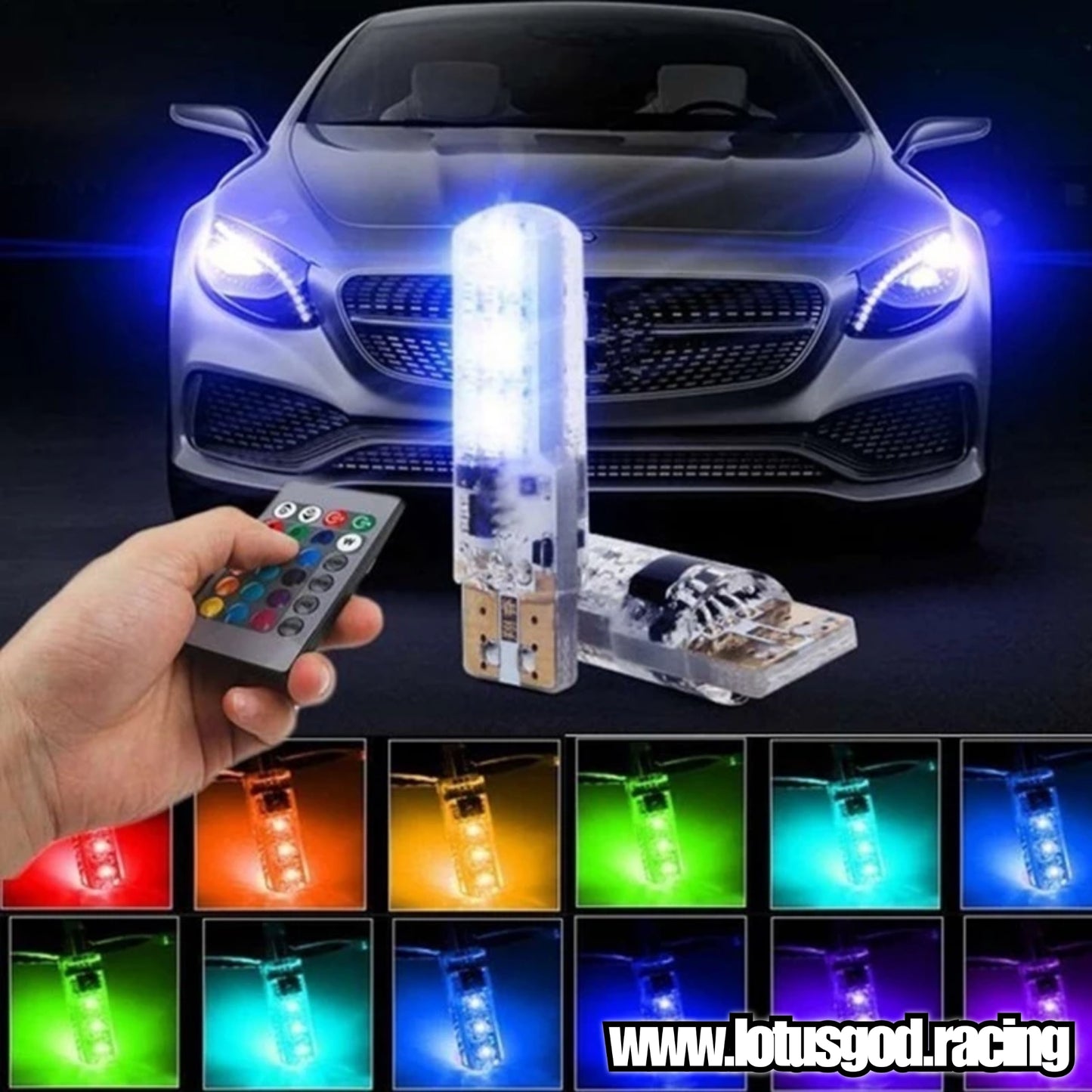 T10 Blinking Multi Colour Rainbow 12 Volts SMD RGB Led + 1 Controller