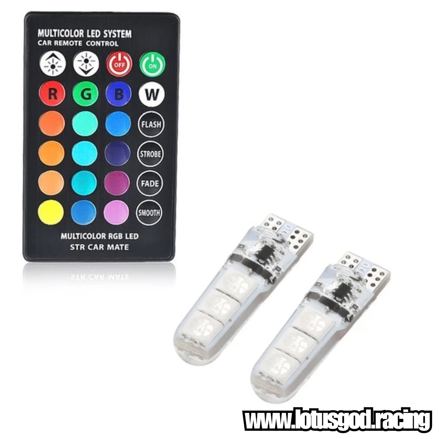 T10 Blinking Multi Colour Rainbow 12 Volts SMD RGB Led + 1 Controller