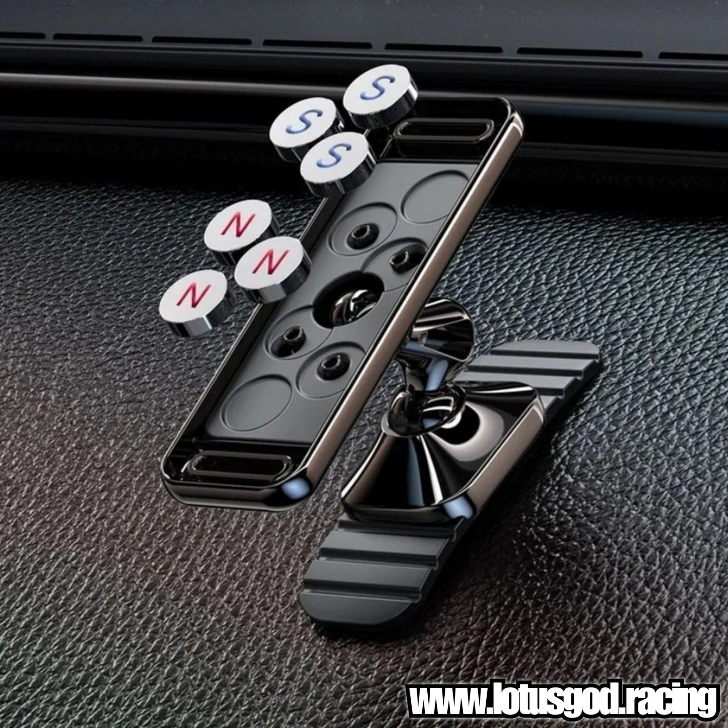 360 Degree Rotatable Stealth Black Magnetic Car Phone Holder