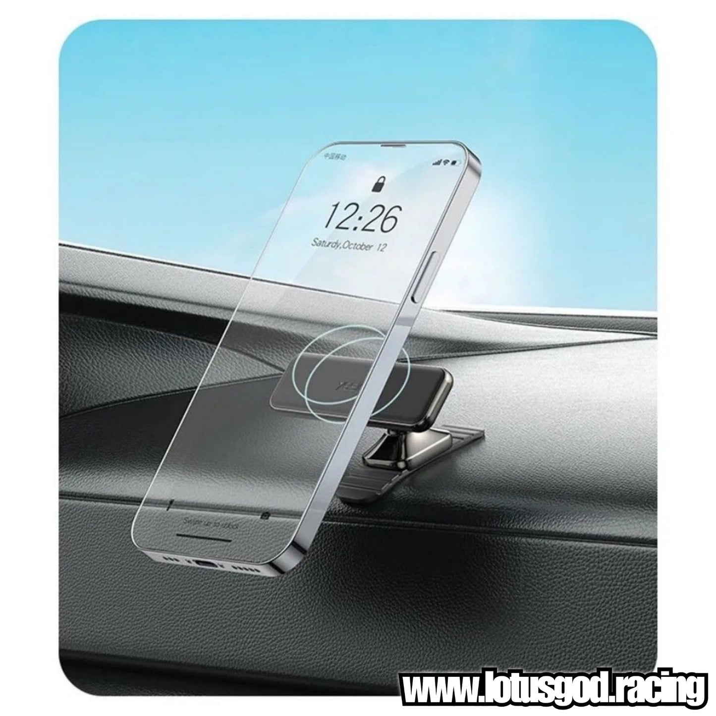 360 Degree Rotatable Stealth Black Magnetic Car Phone Holder