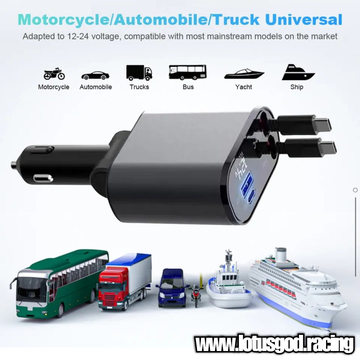 2 in 1 Usb Type C Iphone Cigarette Socket Lighter Apple Power Adapter Car Quick Charge Power Outlet PD QC 4 Telescopic Cables