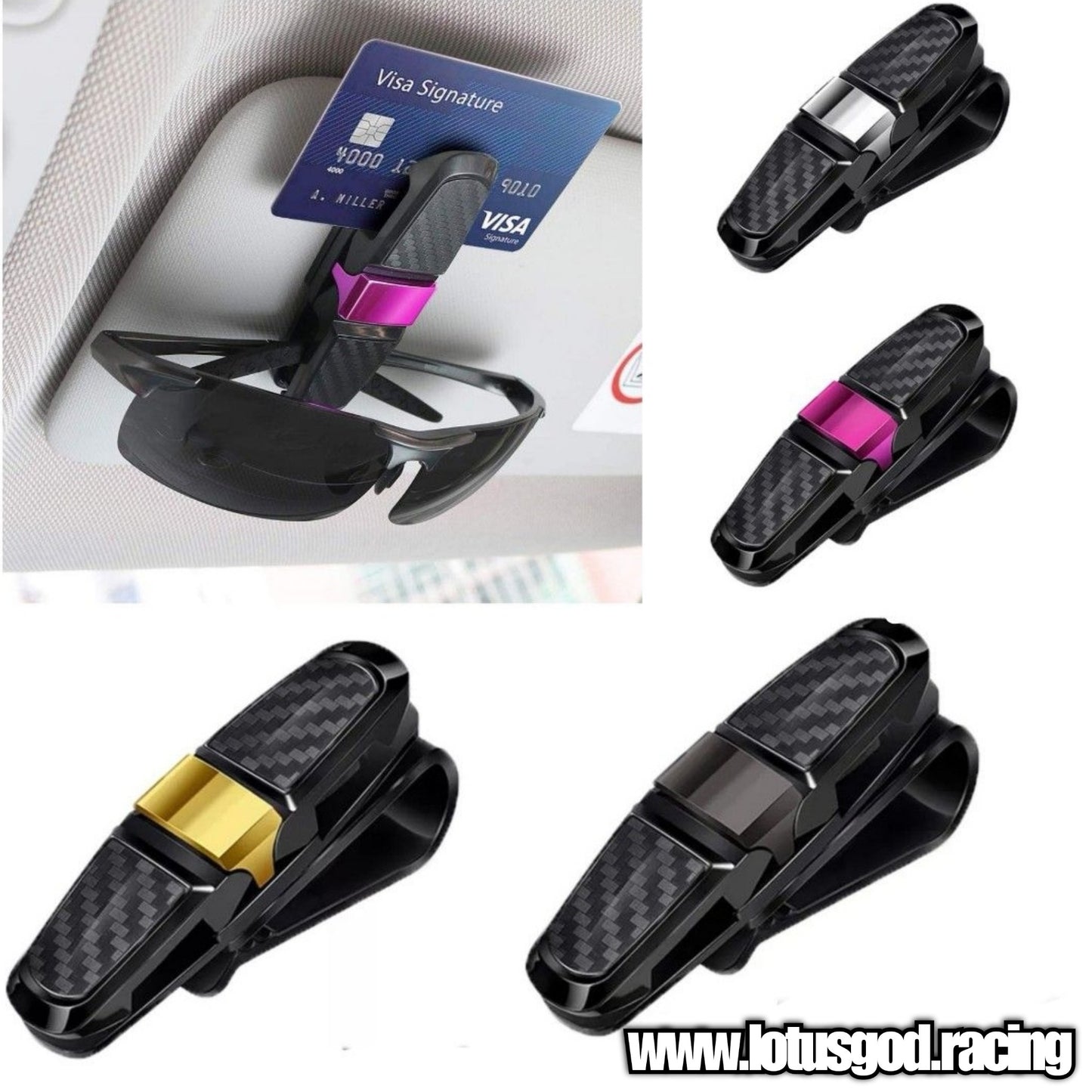 180 Degree Adjustable Carbon Fiber Look Visor Clip For Glasses Cash Card Carpark Ticket Adjustable Sunglasses Holder Accessories