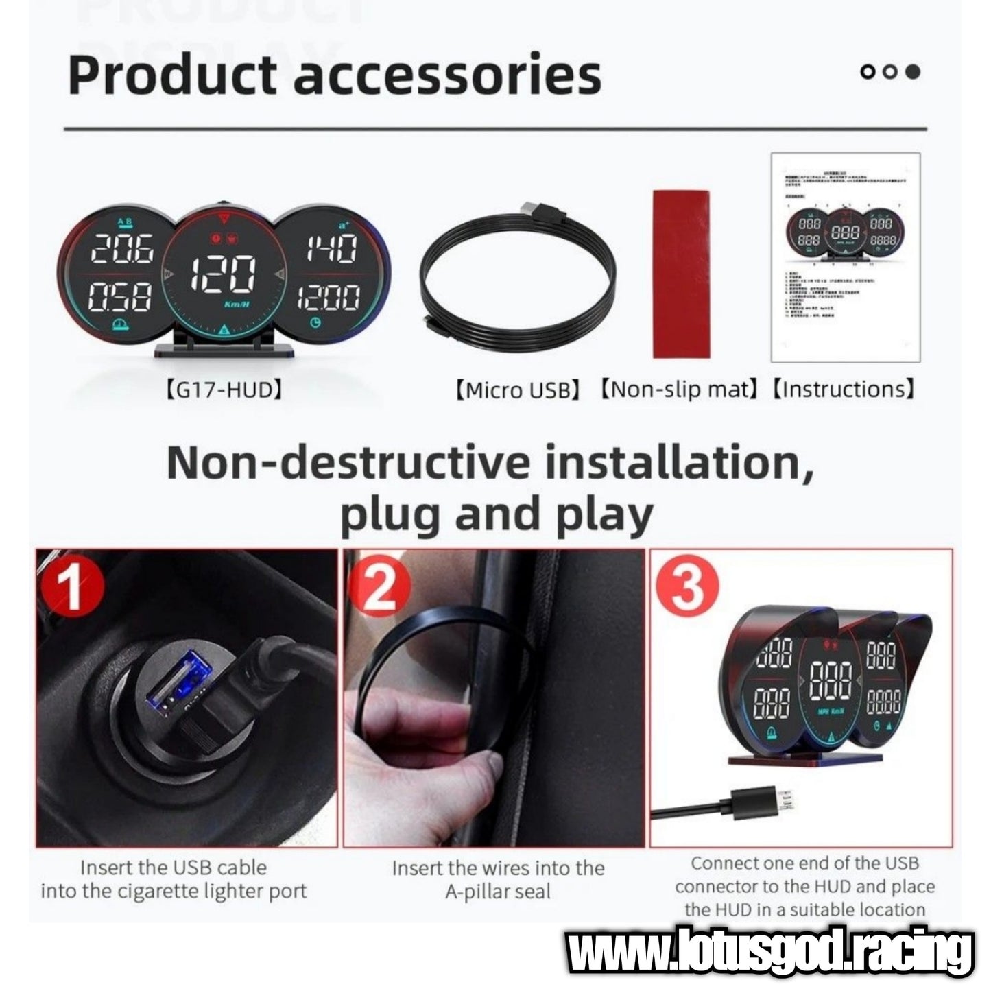 Universal GPS USB Powered Hud Virtual Head Up Display Speedometer For Car Gadgets On Windshield Projection 3 Digital Speed Meter VSD Reflection Clock Time