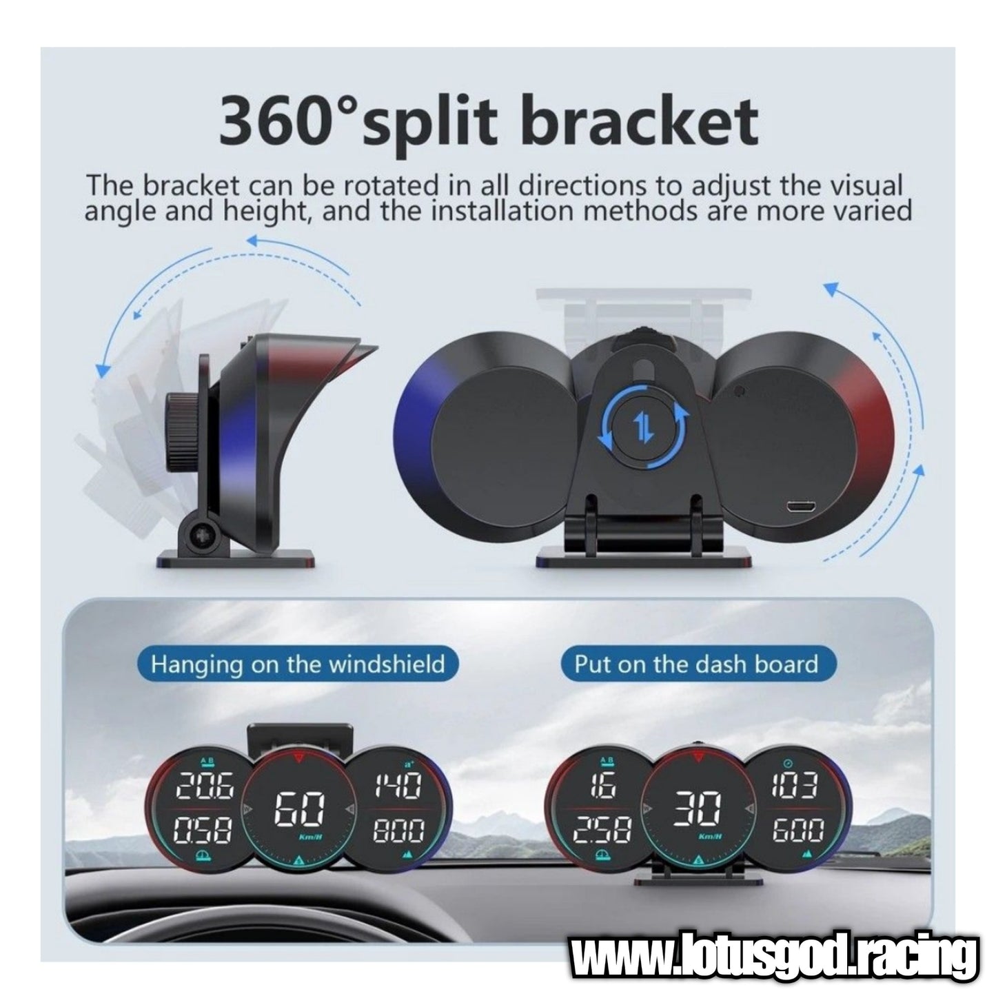 Universal GPS USB Powered Hud Virtual Head Up Display Speedometer For Car Gadgets On Windshield Projection 3 Digital Speed Meter VSD Reflection Clock Time