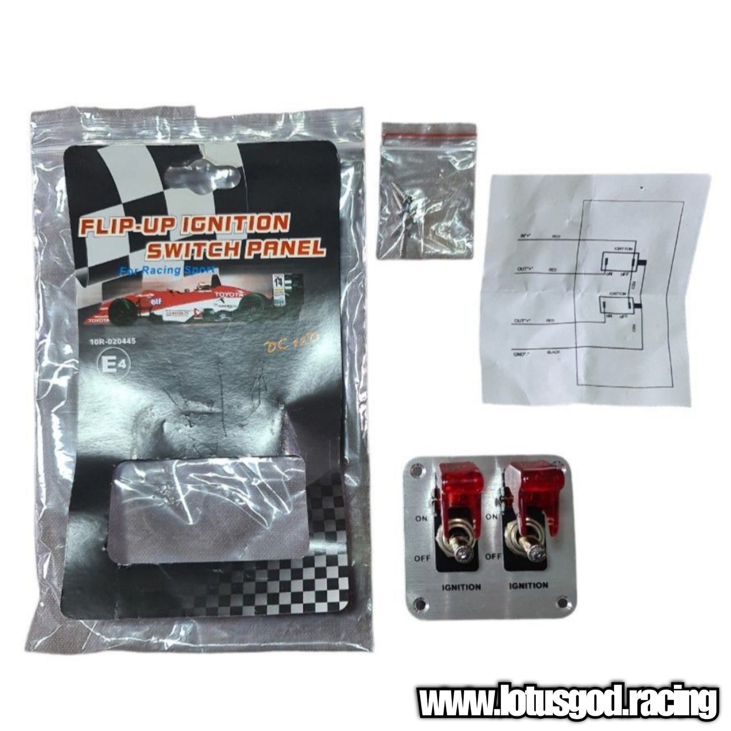 Racing Car 12V Ignition Red 2 Flip Up Down On Off Led Switch Silver Brushed Aluminum Control Panel For All Dashboard
