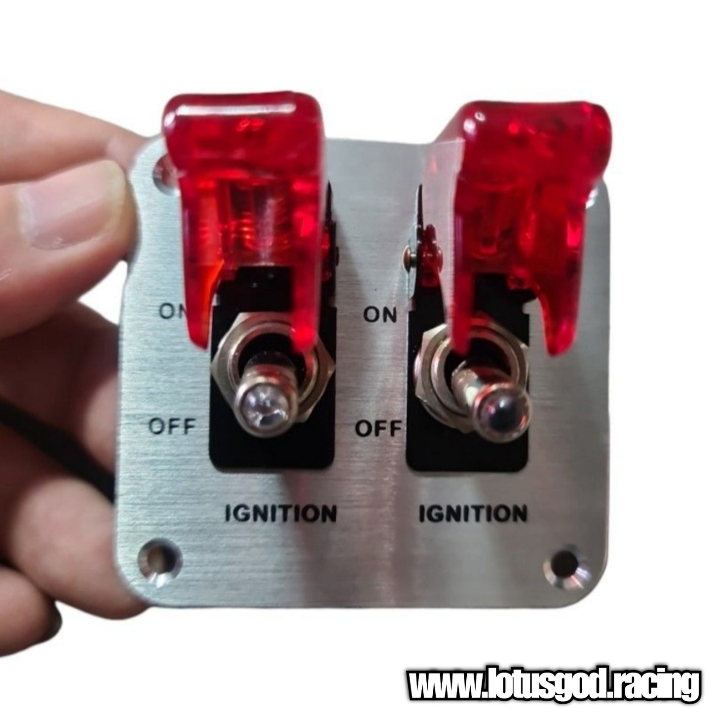 Racing Car 12V Ignition Red 2 Flip Up Down On Off Led Switch Silver Brushed Aluminum Control Panel For All Dashboard