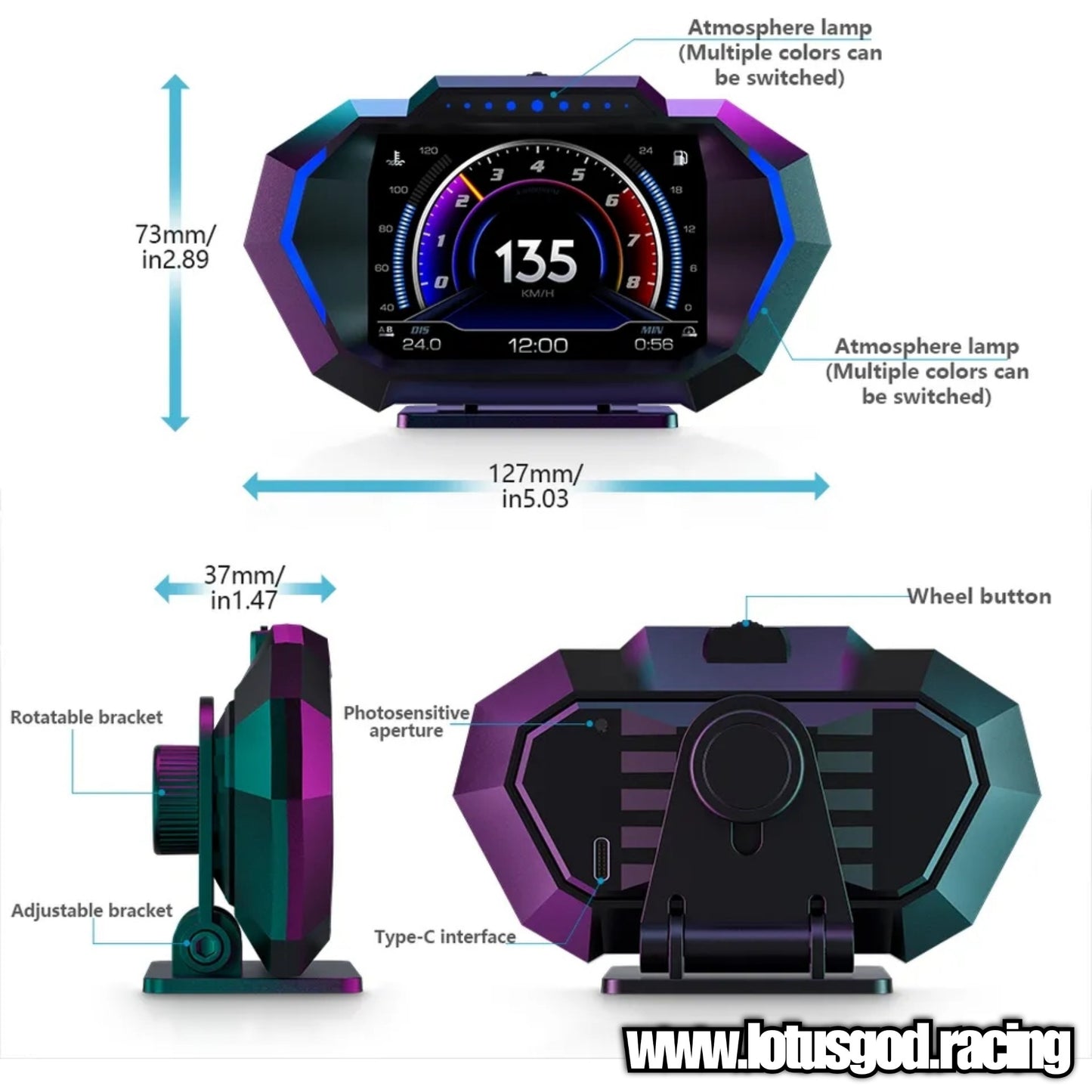 OBD2 + GPS HUD OBD 2 Head Up Virtual Speed Display HUD On Board Computer Digital Speedometer Slope Meter Auto Car Electronic Accessories
