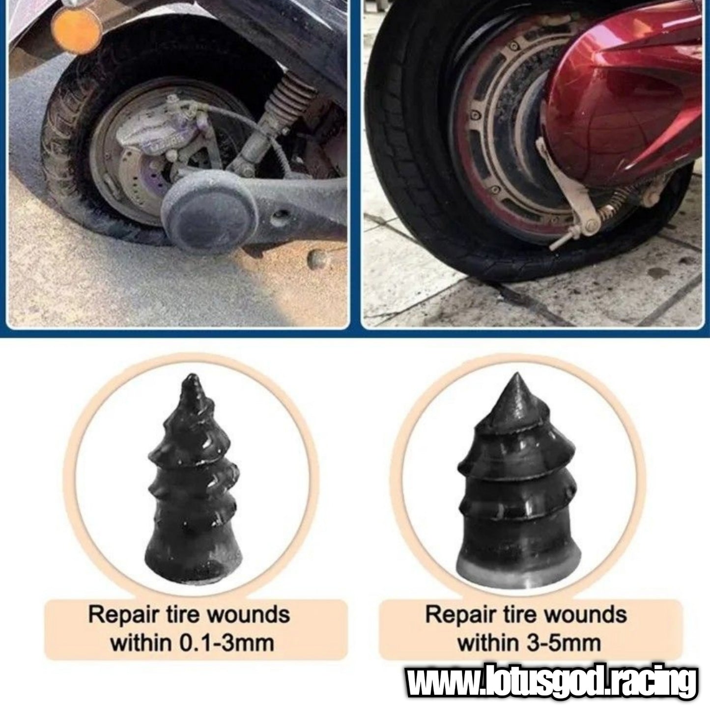 10 X Tubeless Tyre Repair Nails Plug For Car Motorcycle Truck Scooter EBike Tire Puncture Repair Screw In Rubber Tool