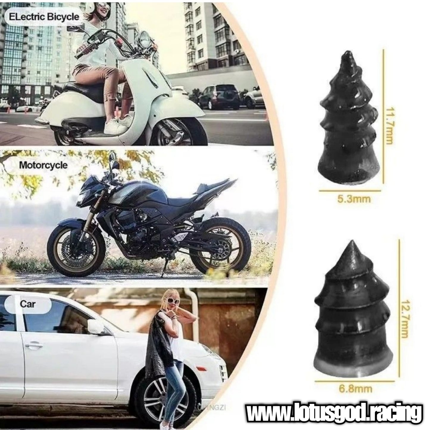 10 X Tubeless Tyre Repair Nails Plug For Car Motorcycle Truck Scooter EBike Tire Puncture Repair Screw In Rubber Tool