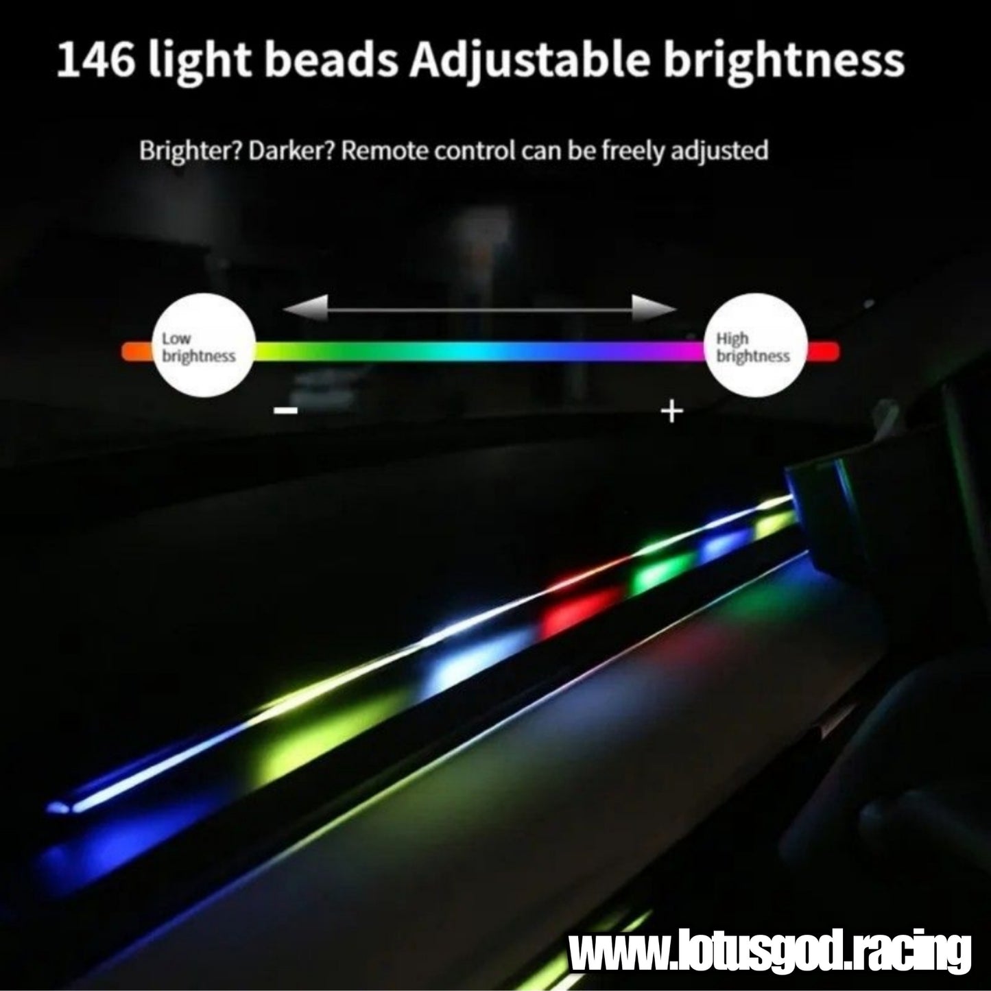12 Volts Plug & Play 110cm + 110cm | 35cm Usb Powered App + Remote Control RBG I COB Rainbow Light For 12v Interior Dash Panel Meter Etc