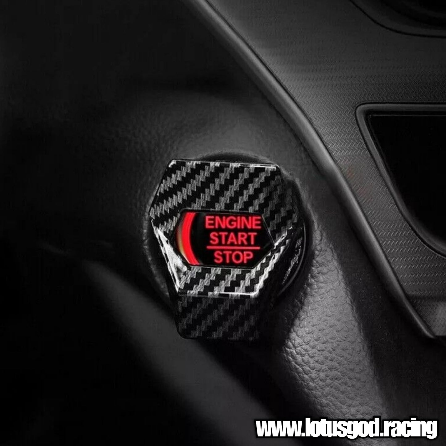 Carbon Fiber Print Classic 1 Click Push Start Ignition Button Metal Switch Cover