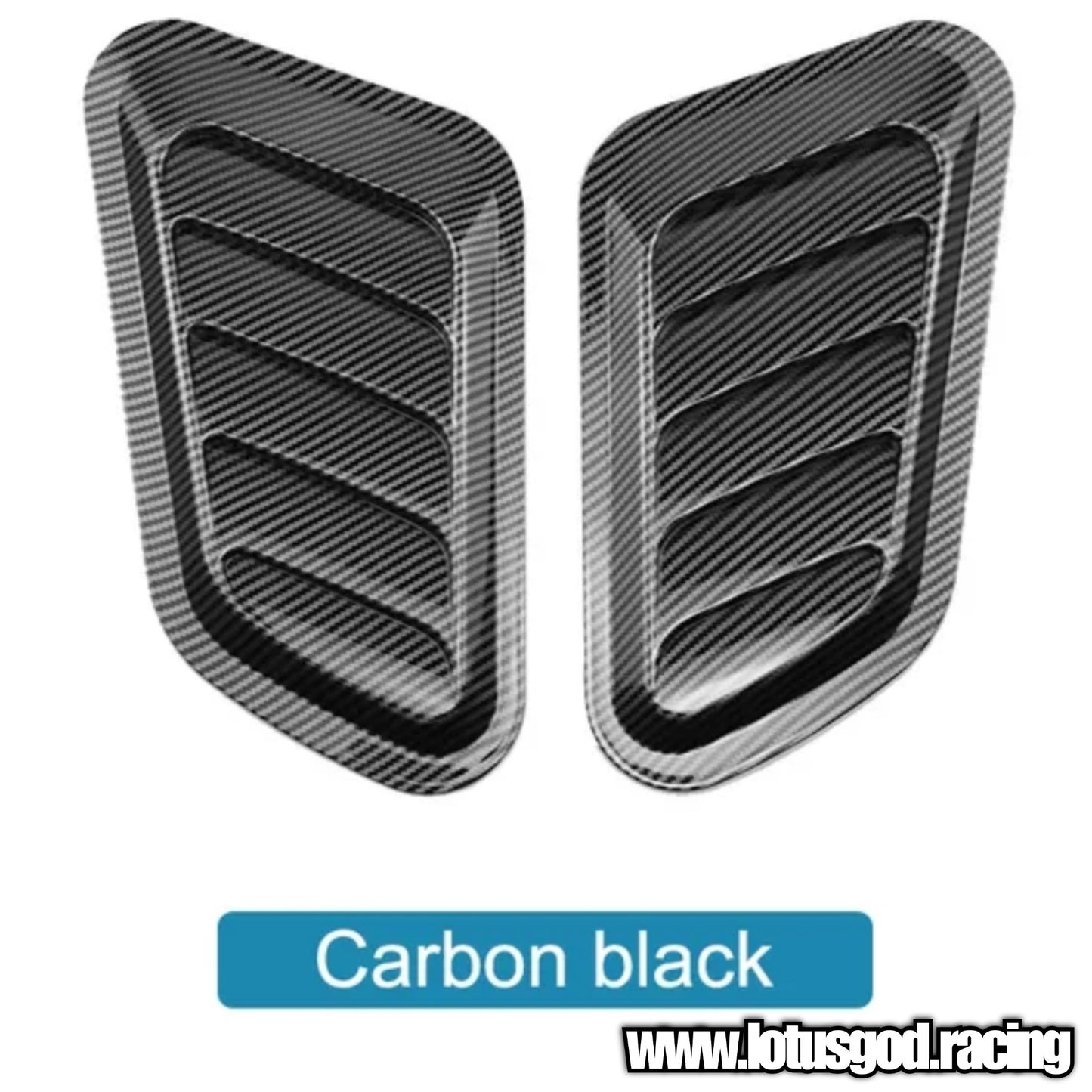 Black | Carbon Fiber Print Bonnet Display Air Flow Intake Hood Scoop Shark Fin Vent Cover Auto Exterior Car Accessories