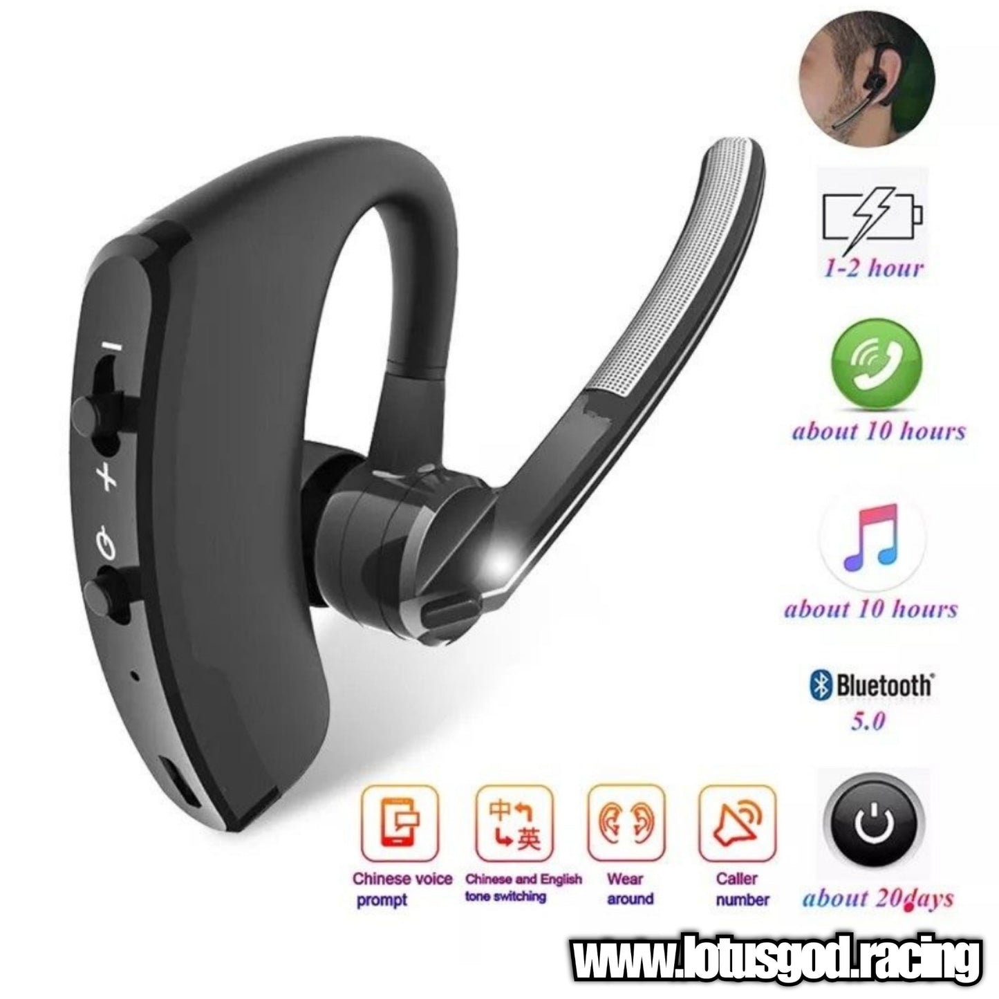 Handsome Looking Wireless Bluetooth V8 | V9 Stereo Earphone Handsfree BT Headset Earpiece