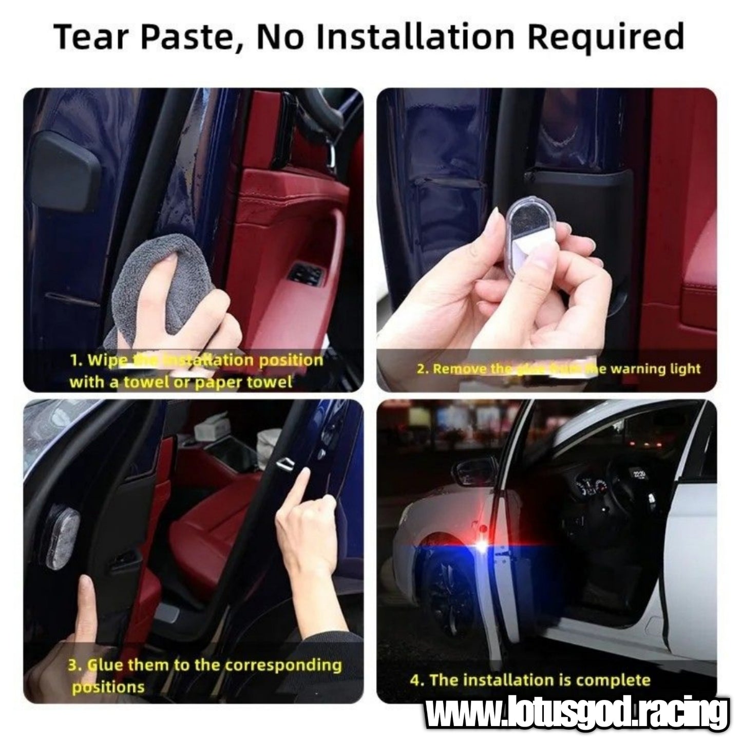 Universal Blue | Red Police Led Safety Anti-collision Lights Car Openning Door Warning Light Wireless Parking Lamp AUTO Magnetic Signal Lamp