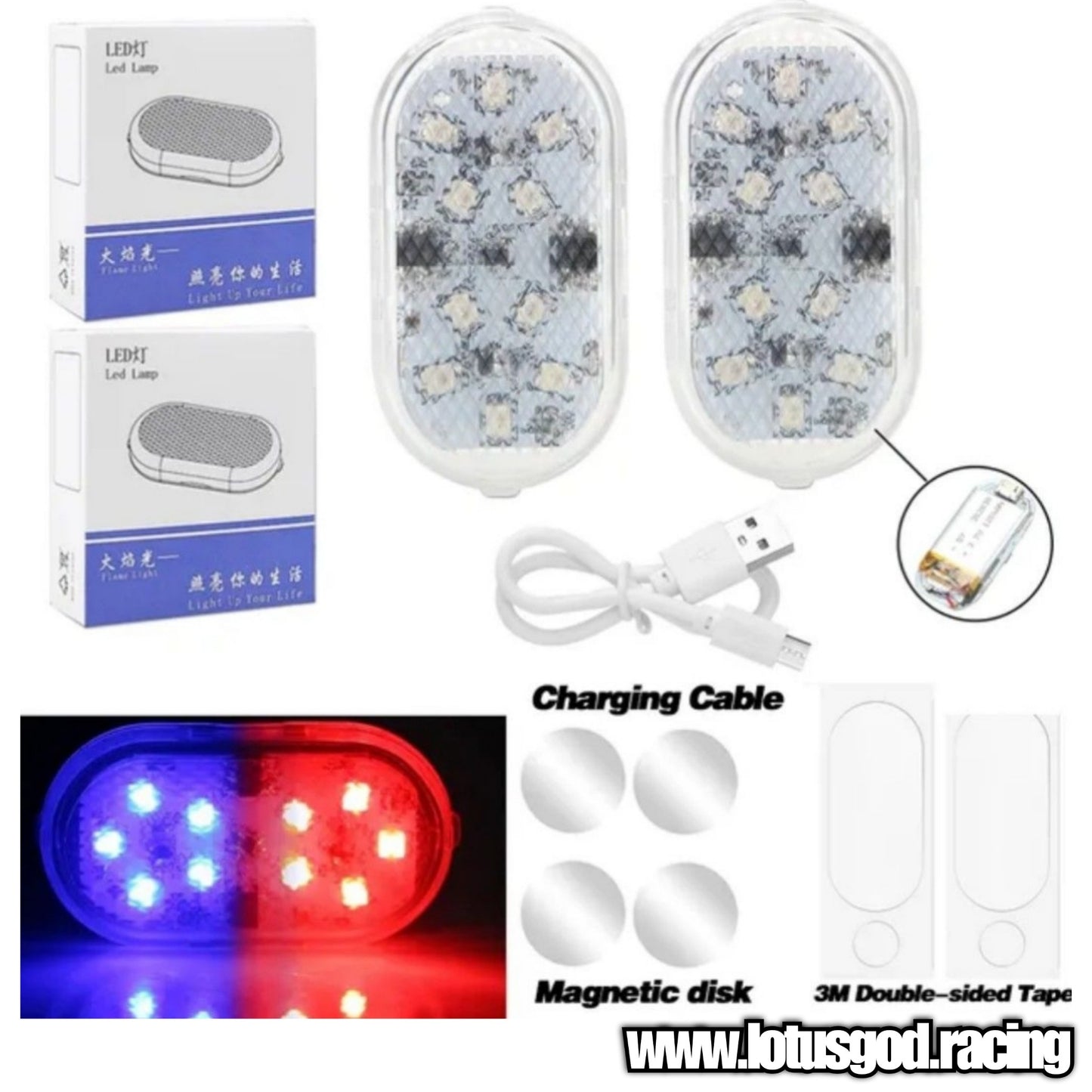 Universal Blue | Red Police Led Safety Anti-collision Lights Car Openning Door Warning Light Wireless Parking Lamp AUTO Magnetic Signal Lamp
