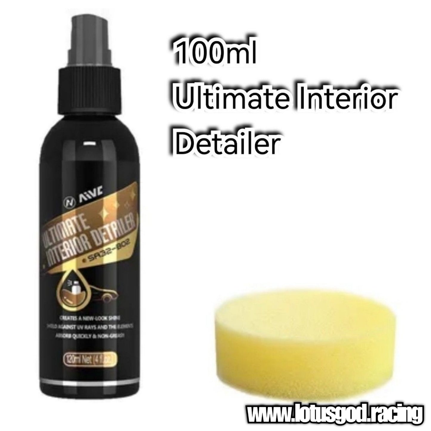 Ultimate Dashboard Interior Shine Dash Leather Vinyl Plastic Detailer Cleaner + Round Sponge 120ml