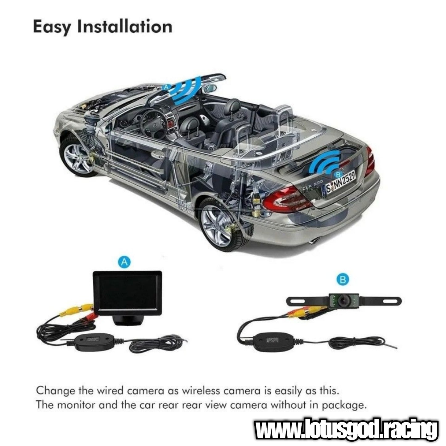 2.4G Wireless RCA Video Transmitter Receiver Kit For GPS Cam Monitor Car Reverse Camera For Android Head Audio Unit