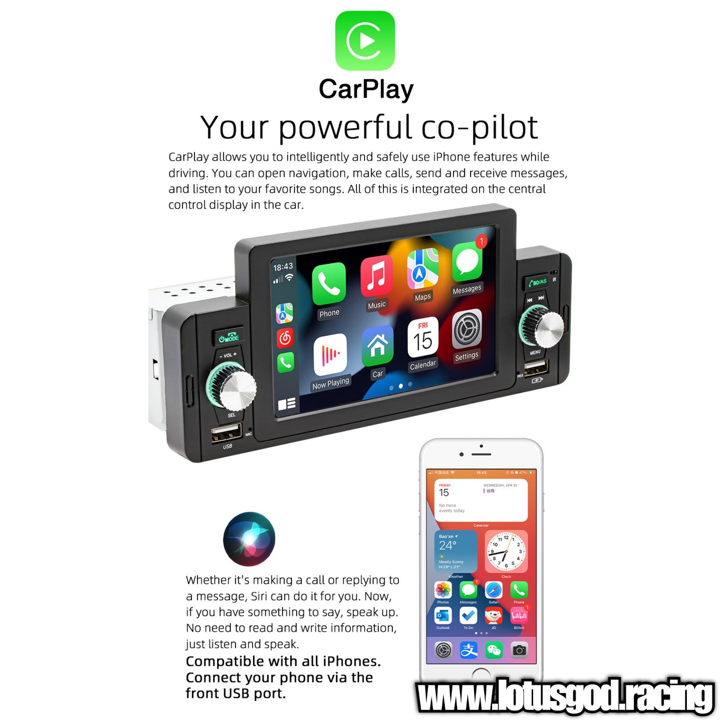 1 Din CarPlay 5 Inch Bluetooth Mirror Link Wide Touch Screen Screen USB Mp3 4 5 Window CE Car Audio FM Radio GPS Car Play Unit