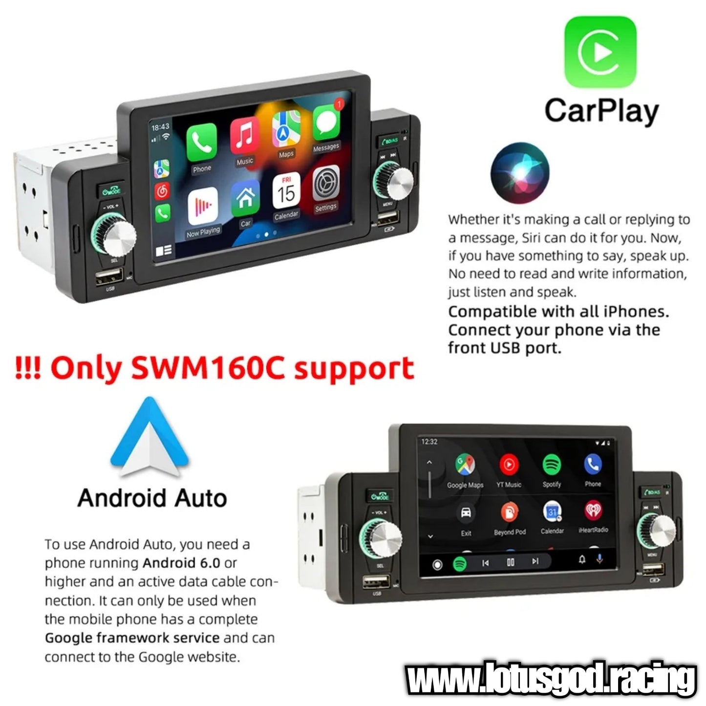 1 Din CarPlay 5 Inch Bluetooth Mirror Link Wide Touch Screen Screen USB Mp3 4 5 Window CE Car Audio FM Radio GPS Car Play Unit