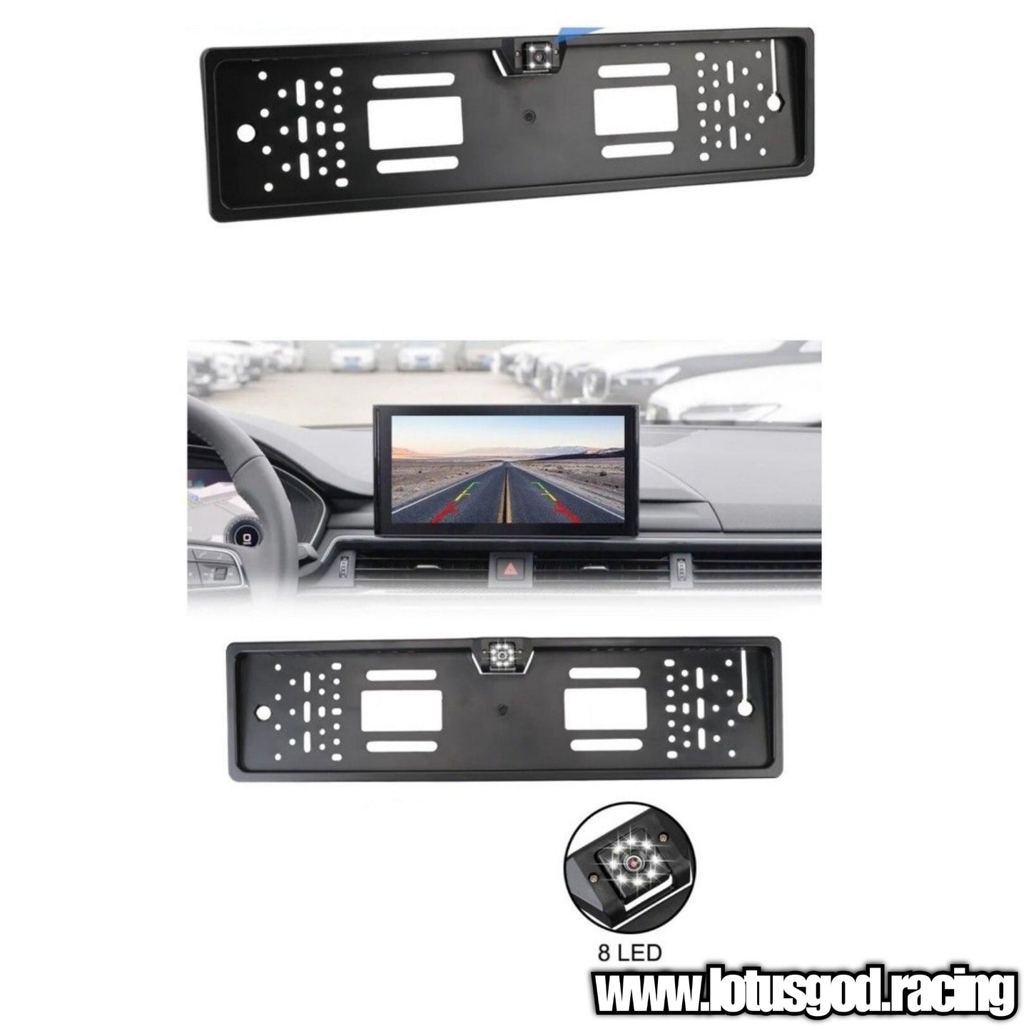 European 8 LED EU Car Plate Hidden Reverse Camera Licence Plate Holder 170 Degree Rear Cam For Car Android Head Audio Unit