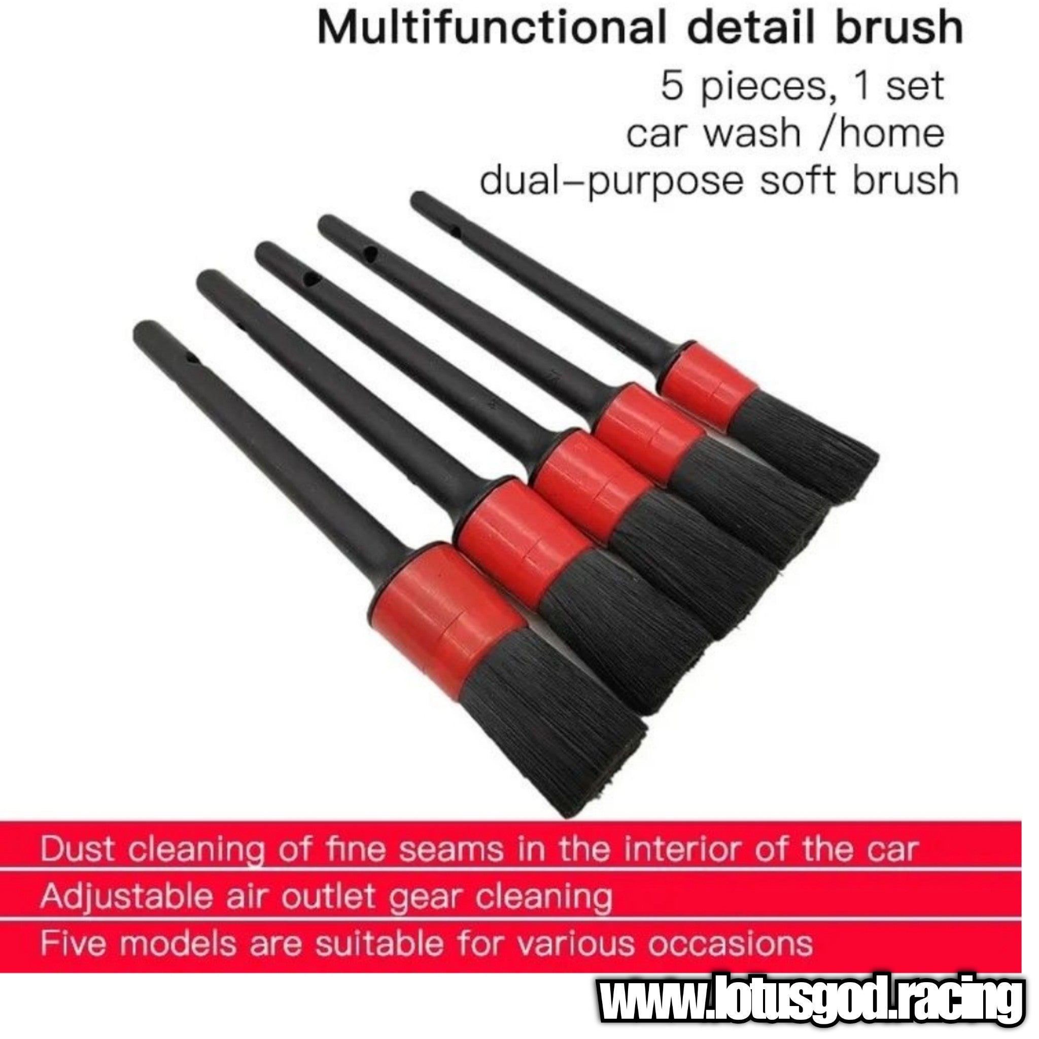 5-Pack Car Detailing Brushes – Motorcycle & Bike Wheel Cleaning Tool With Plastic Handle