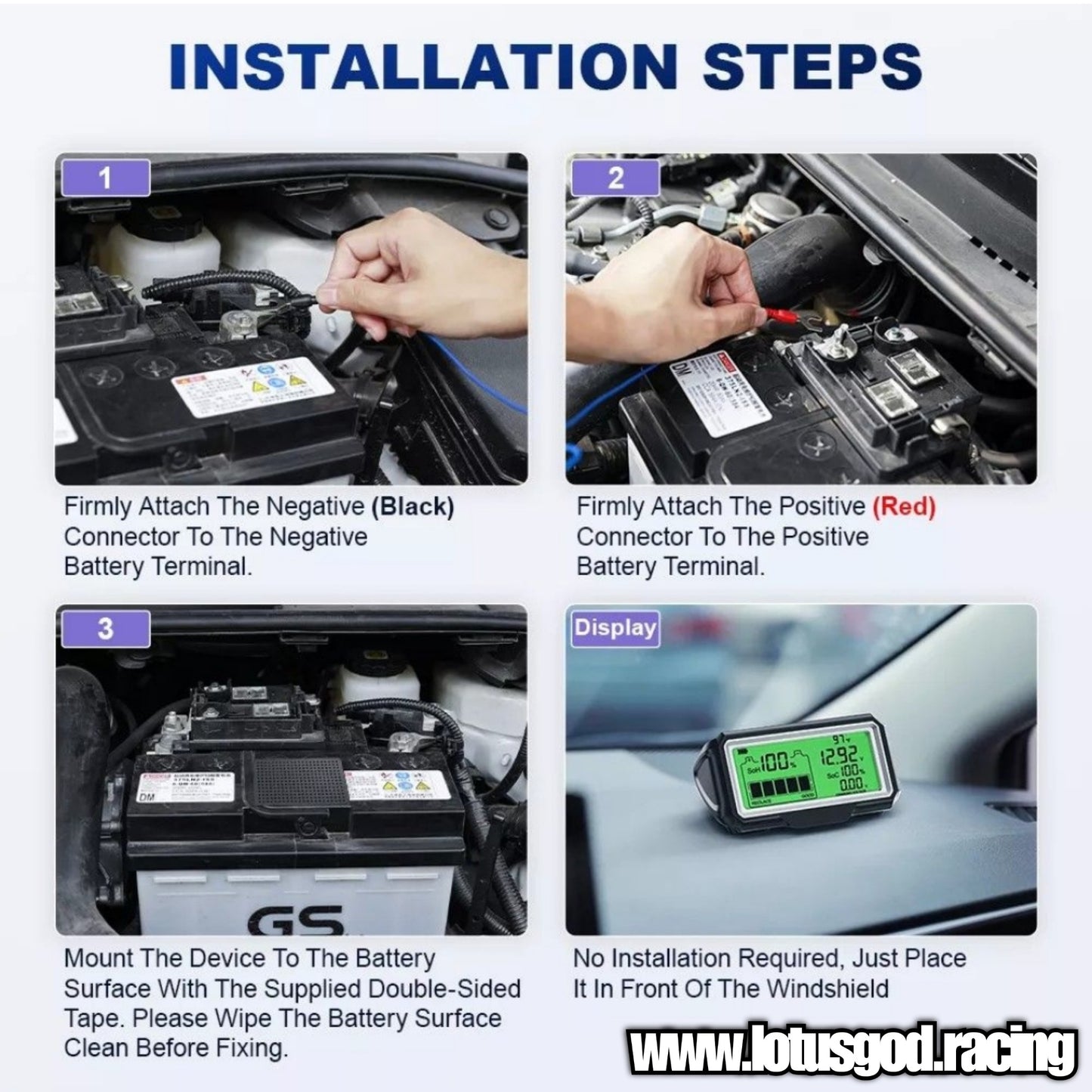 12 Volts Battery Solar Powered + Rechargeable Type C Digital Meter Gauge For Real Time Monitoring Health And Power