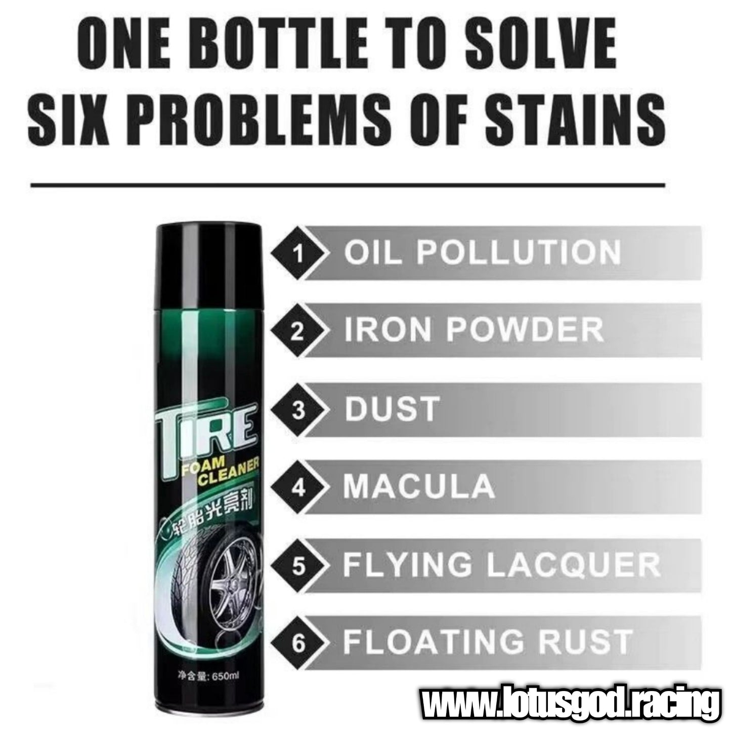 Tyre Rubber Plastic Cleaner Foam Shine Spray For Car Lorry Van Pick Up Motorcycle Tires 600ml