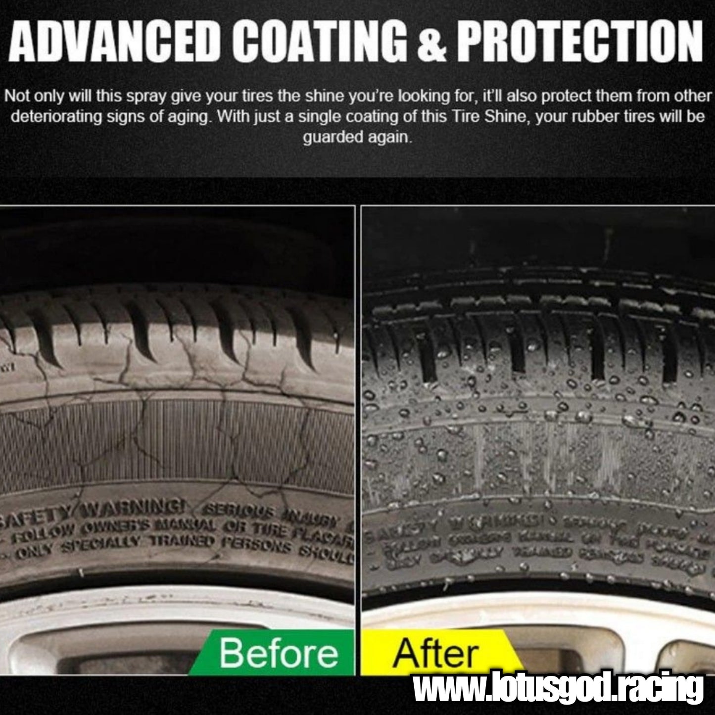 Tyre Rubber Plastic Cleaner Foam Shine Spray For Car Lorry Van Pick Up Motorcycle Tires 600ml