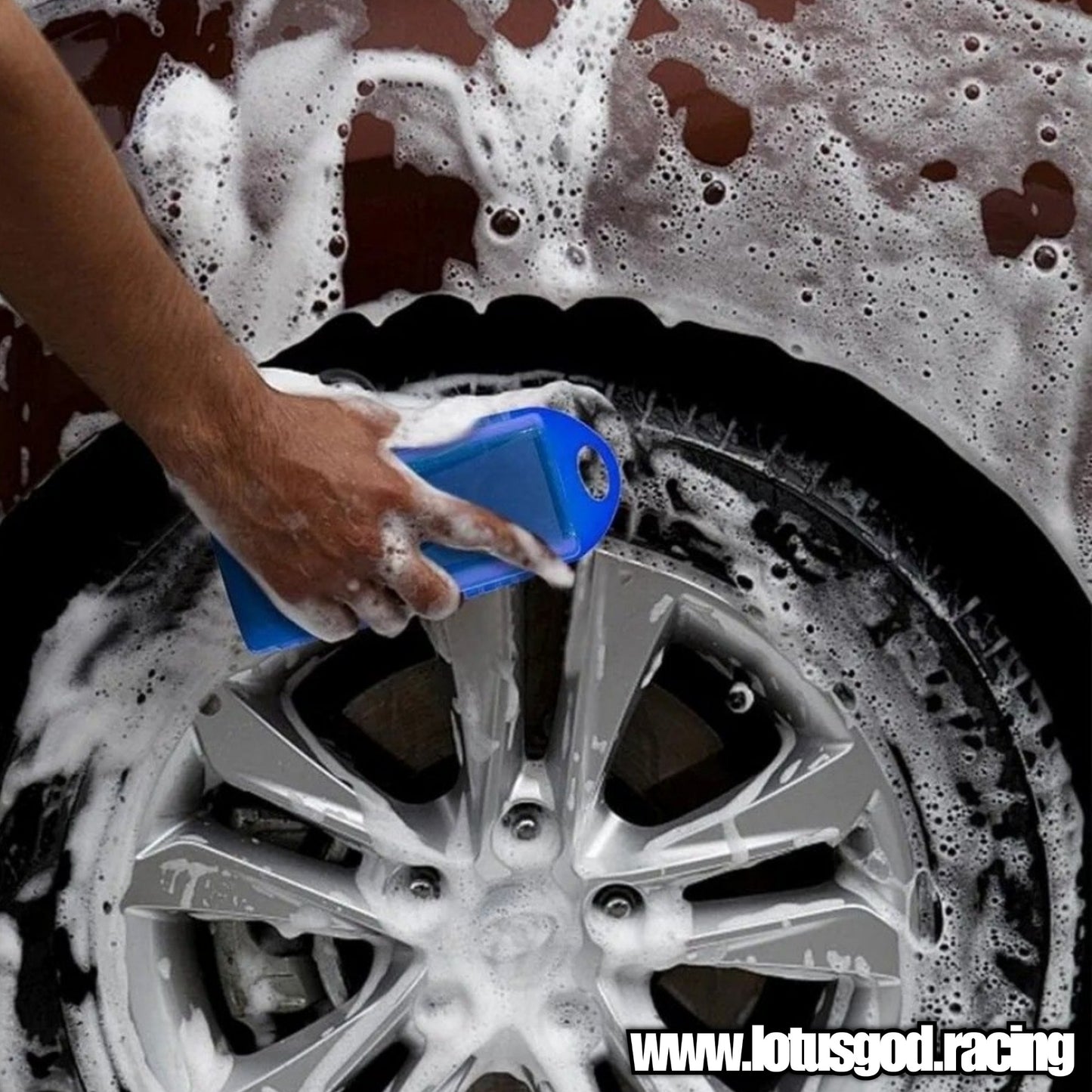 Black + Blue Tyre Shine Wax Sponge & Casing Box For Car Motorcycle Tire Wall Body Coating Car Wash Etc