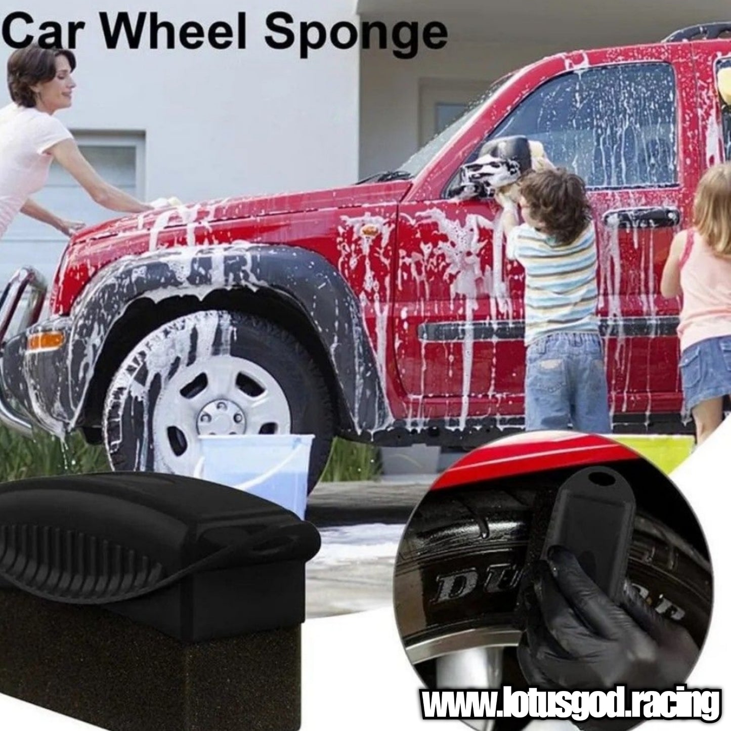 Black + Blue Tyre Shine Wax Sponge & Casing Box For Car Motorcycle Tire Wall Body Coating Car Wash Etc