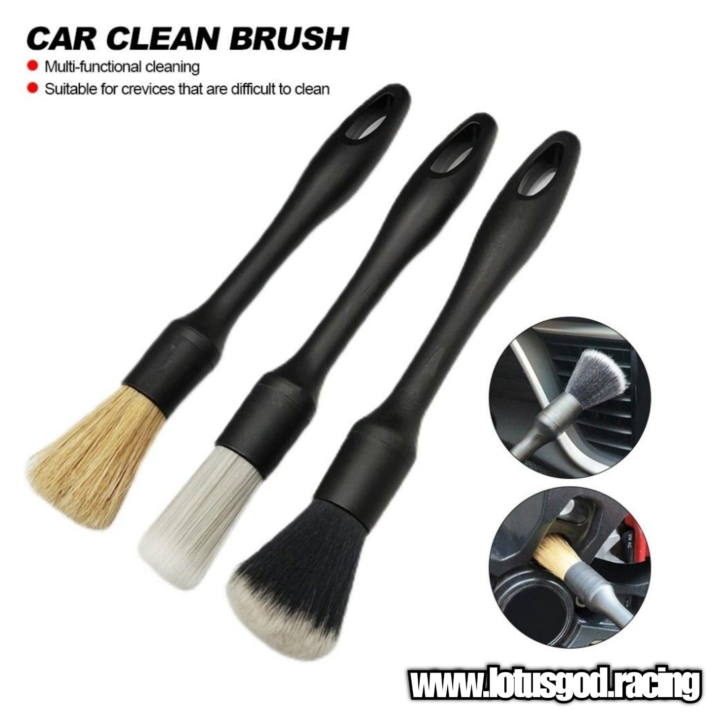 3 X Fine Detailing Soft Brush Set For Car Motorcycle Van Lorry Pick Up Etc