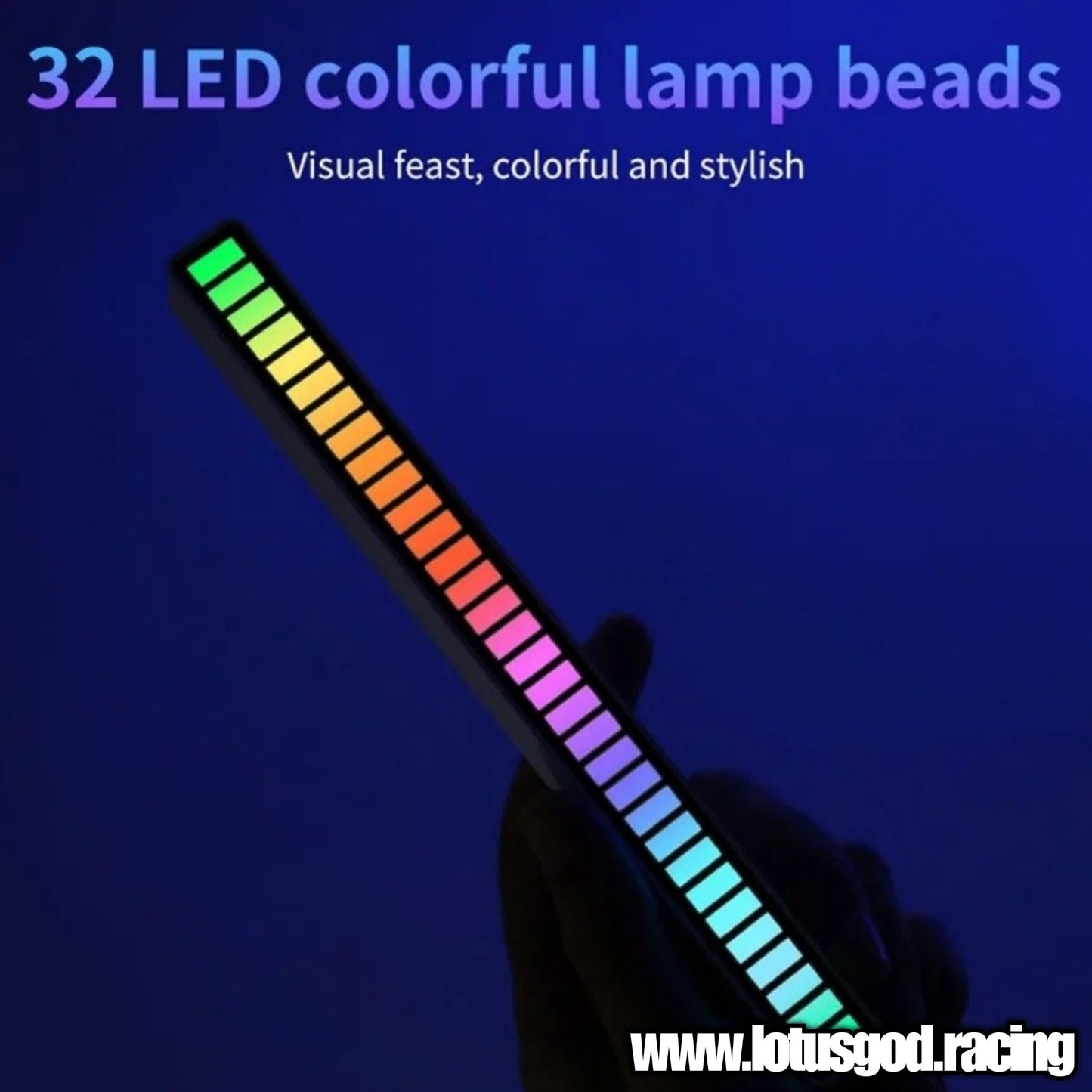RGB Colour Rainbow 32 LED Music Light Stick Display 18cm X 1.5cm