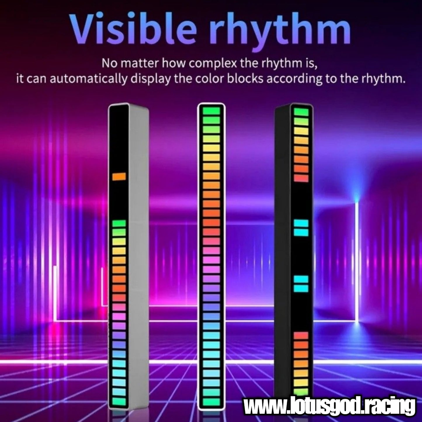 RGB Colour Rainbow 32 LED Music Light Stick Display 18cm X 1.5cm