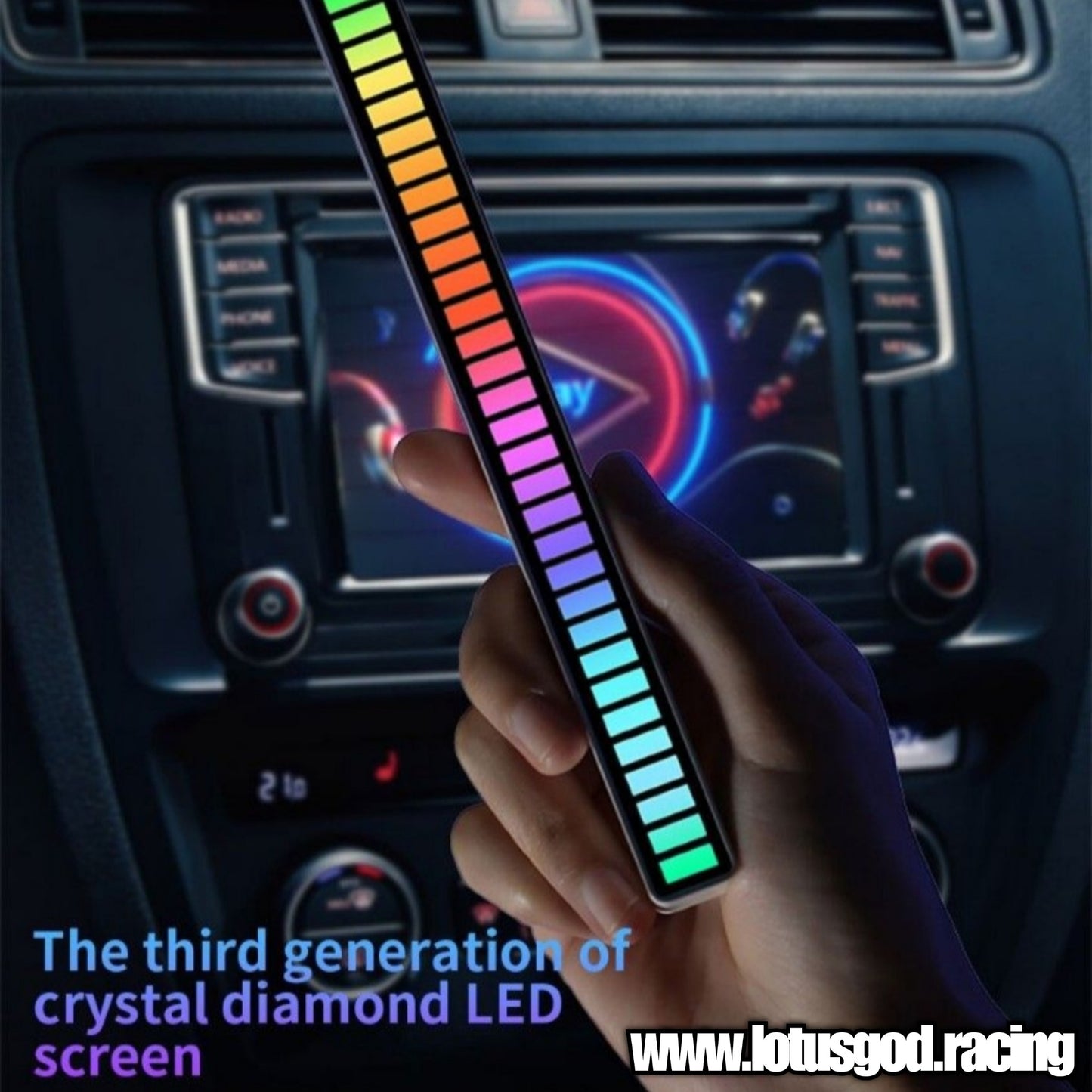 RGB Colour Rainbow 32 LED Music Light Stick Display 18cm X 1.5cm