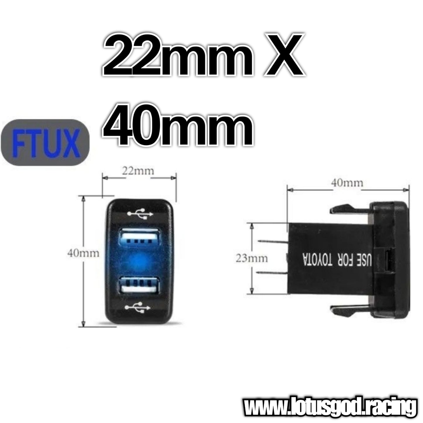 2.1A Dual 2 USB Red Led Charger Socket Plug Panel Display Fast Car Charging Red For Toyota Or Universal For Other Vehicles