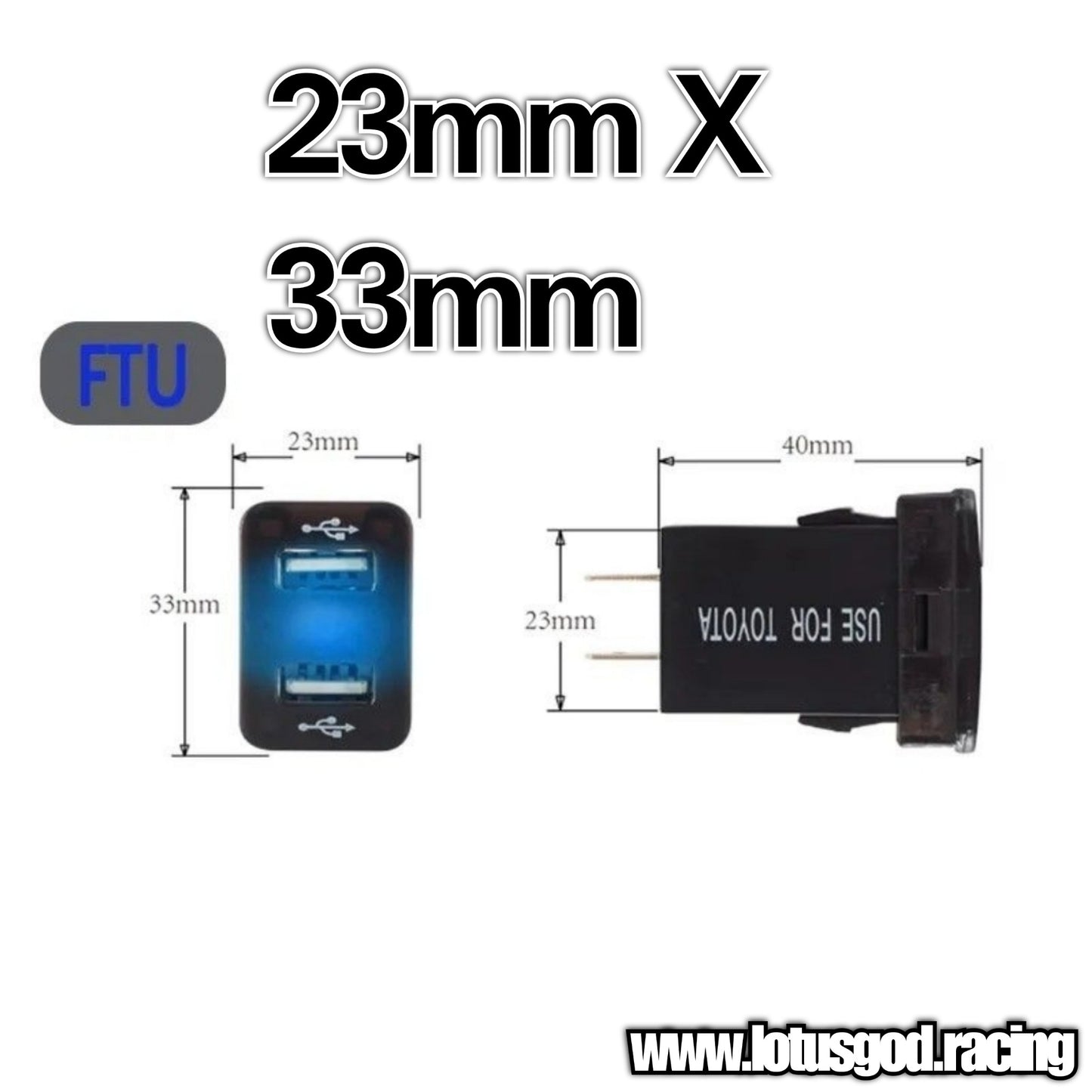 2.1A Dual 2 USB Red Led Charger Socket Plug Panel Display Fast Car Charging Red For Toyota Or Universal For Other Vehicles