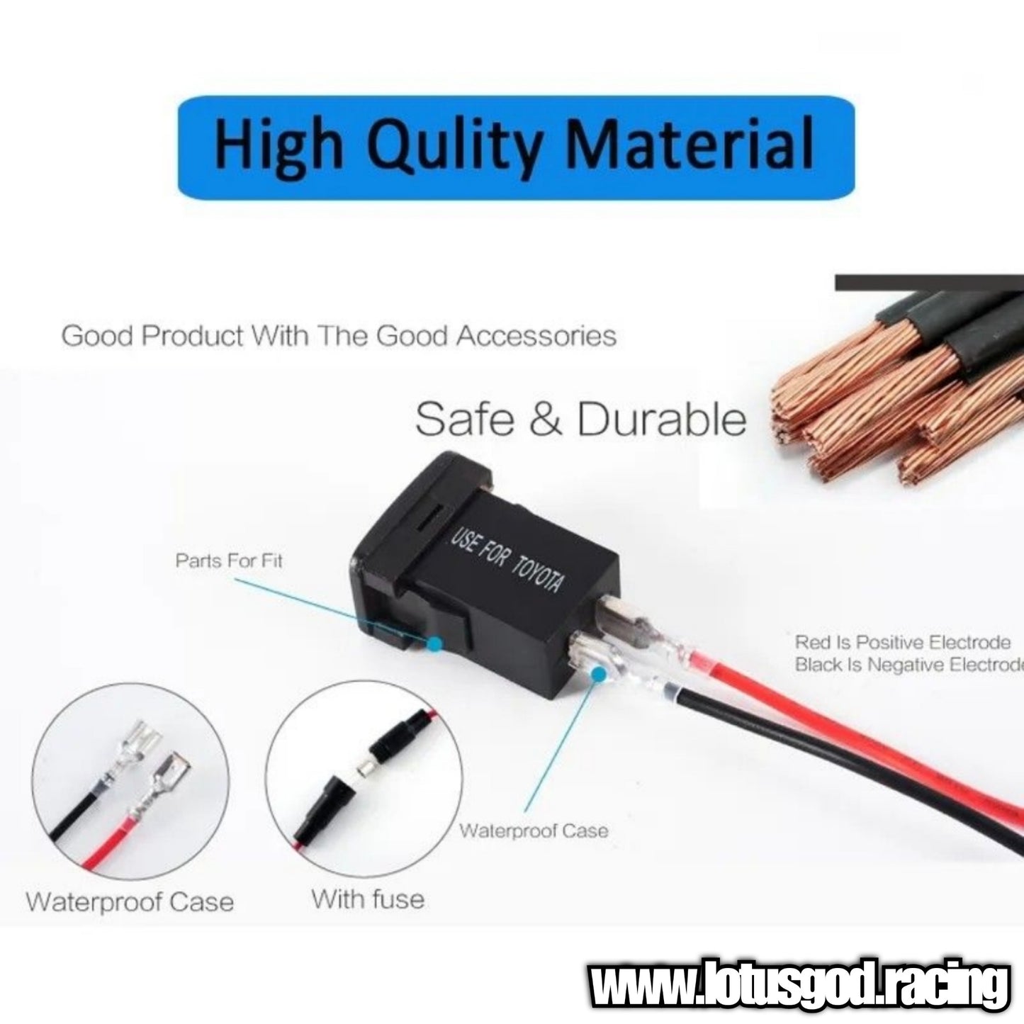 2.1A Dual 2 USB Red Led Charger Socket Plug Panel Display Fast Car Charging Red For Toyota Or Universal For Other Vehicles