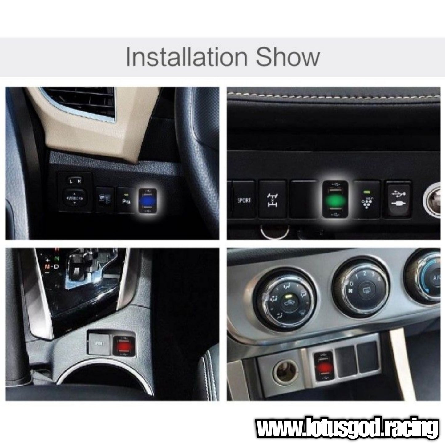 2.1A Dual 2 USB Red Led Charger Socket Plug Panel Display Fast Car Charging Red For Toyota Or Universal For Other Vehicles