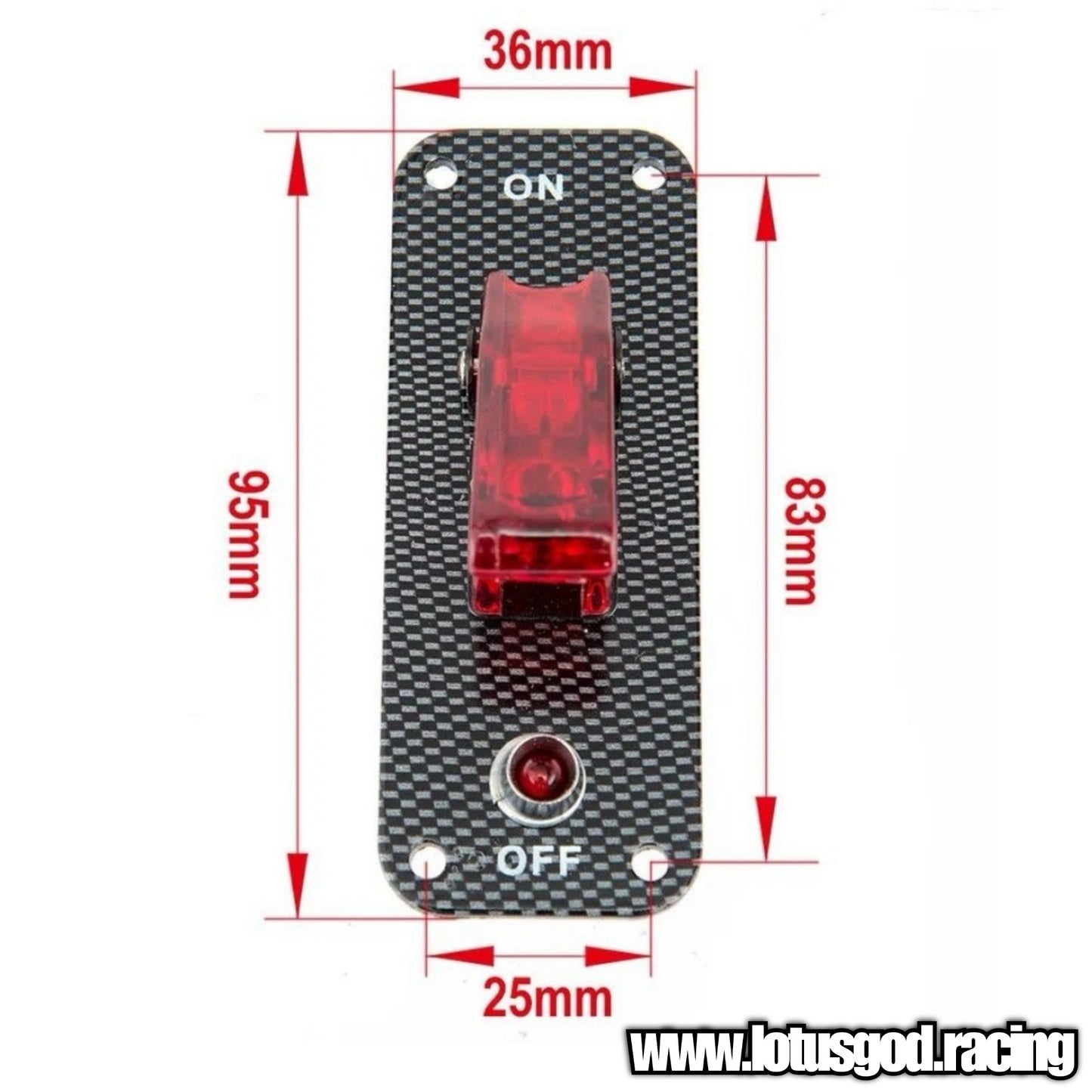 12V Racing Car Ignition 1 Flip Up Down On Off Red Led Switch Carbon Cubic Printed Aluminum Control Panel For All Dashboard