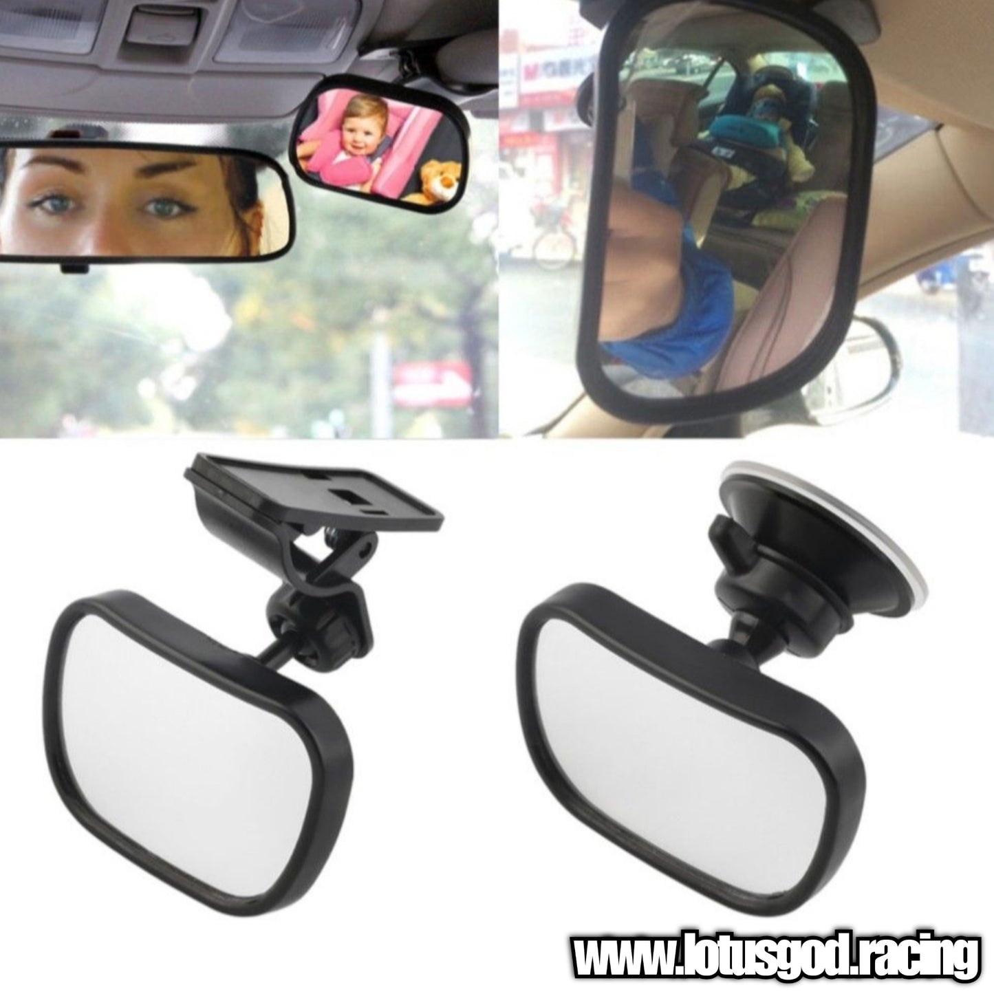 2 in 1 Window Suction Cup For Windscreen Sunshade Clip Check Blind Spot Baby Mirror
