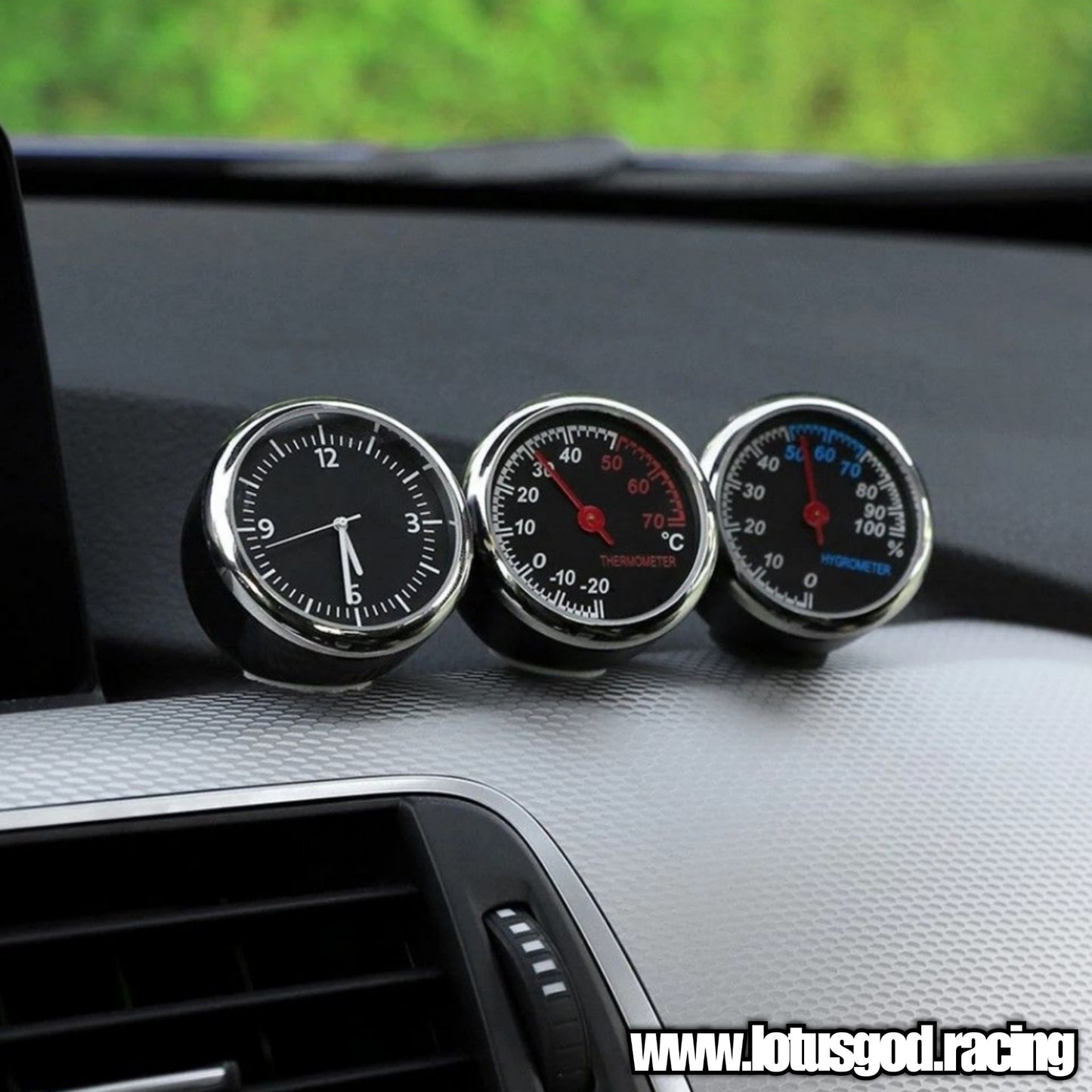 Universal 4cm Round Meter Gauge Quartz Watch + Hygrometer + Thermometer For Car Lorry Van Pick Up Etc