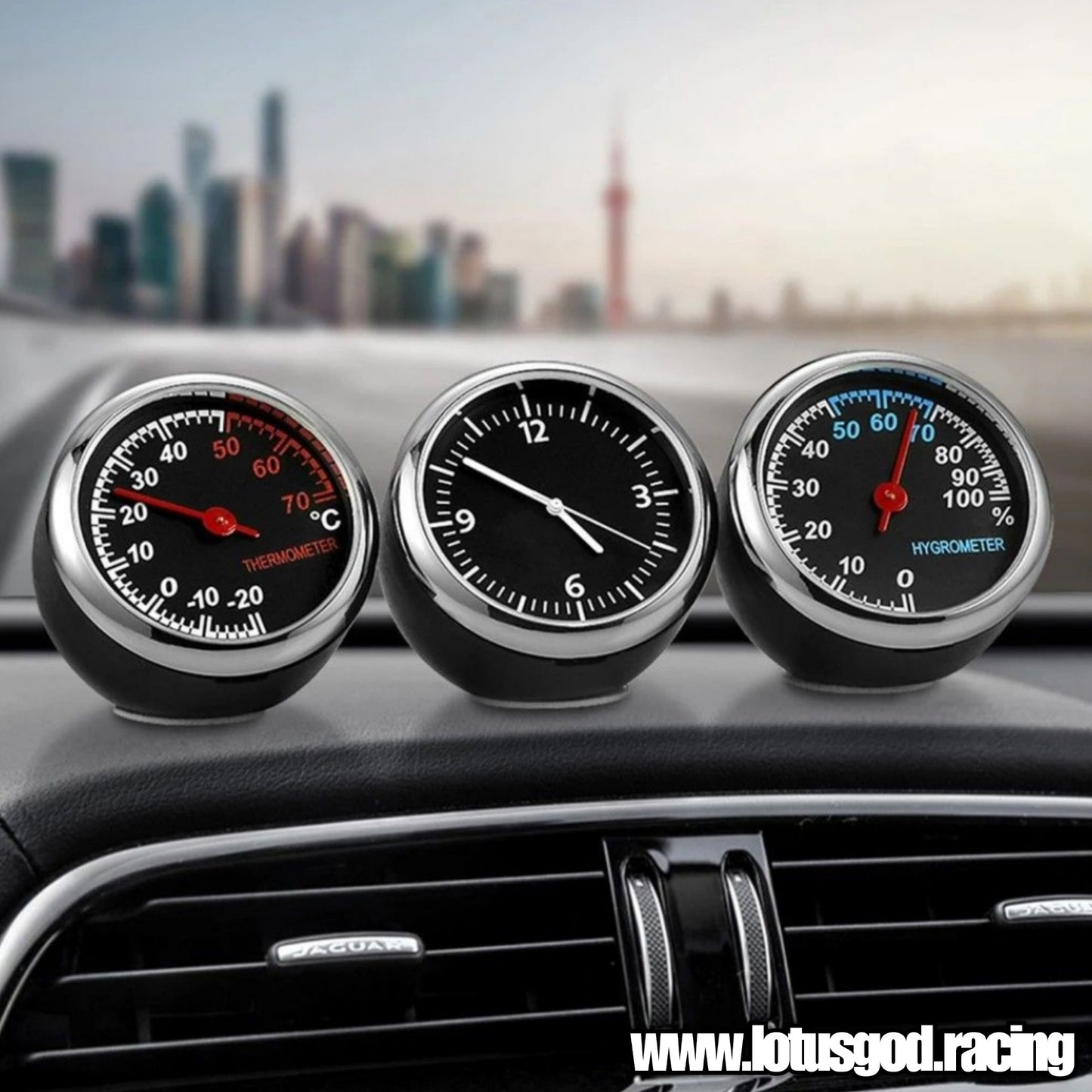 Universal 4cm Round Meter Gauge Quartz Watch + Hygrometer + Thermometer For Car Lorry Van Pick Up Etc