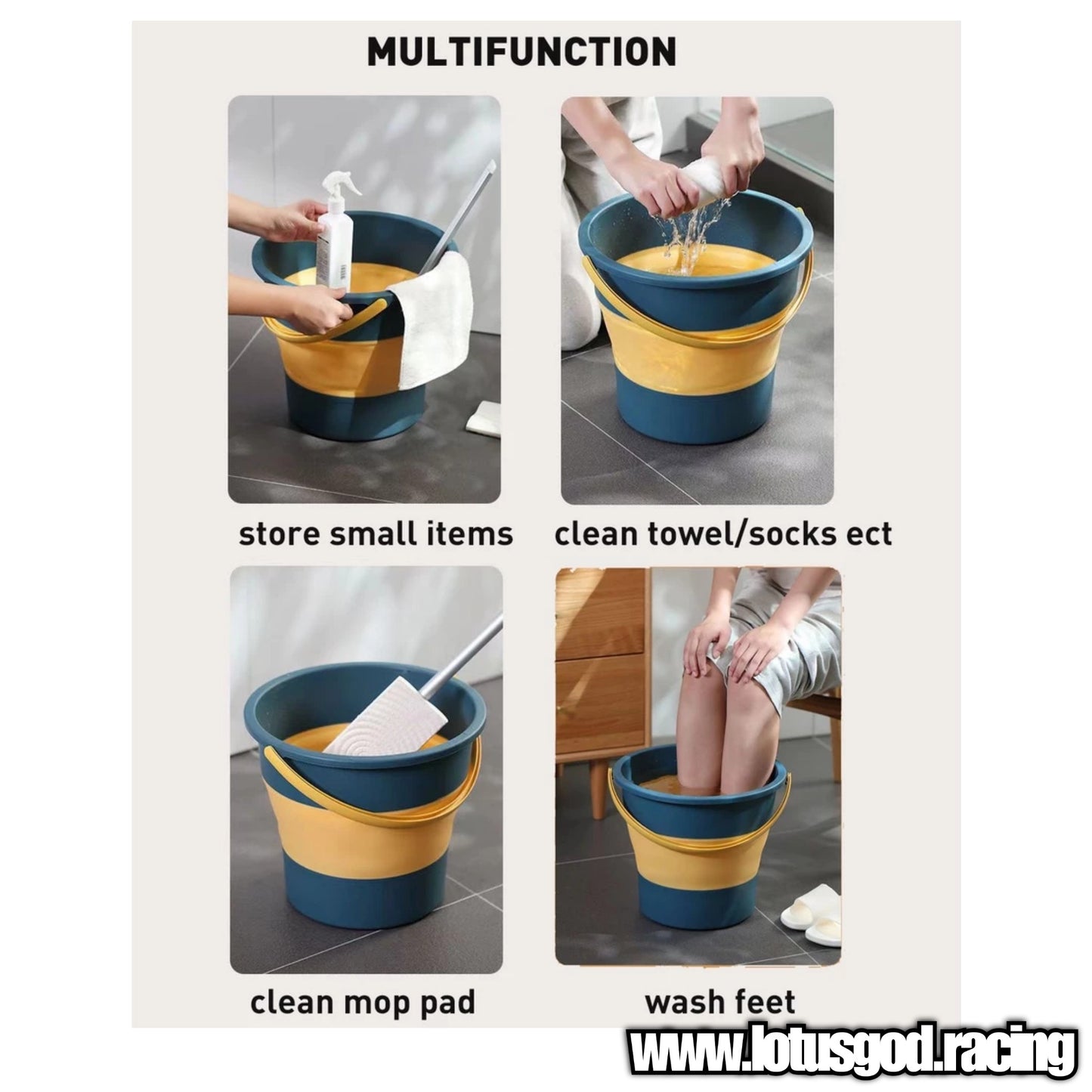 17L Folding Yellow Green Foldable Water Pail Bucket For Motorcycle Car Wash Spray Gun Home Use Etc